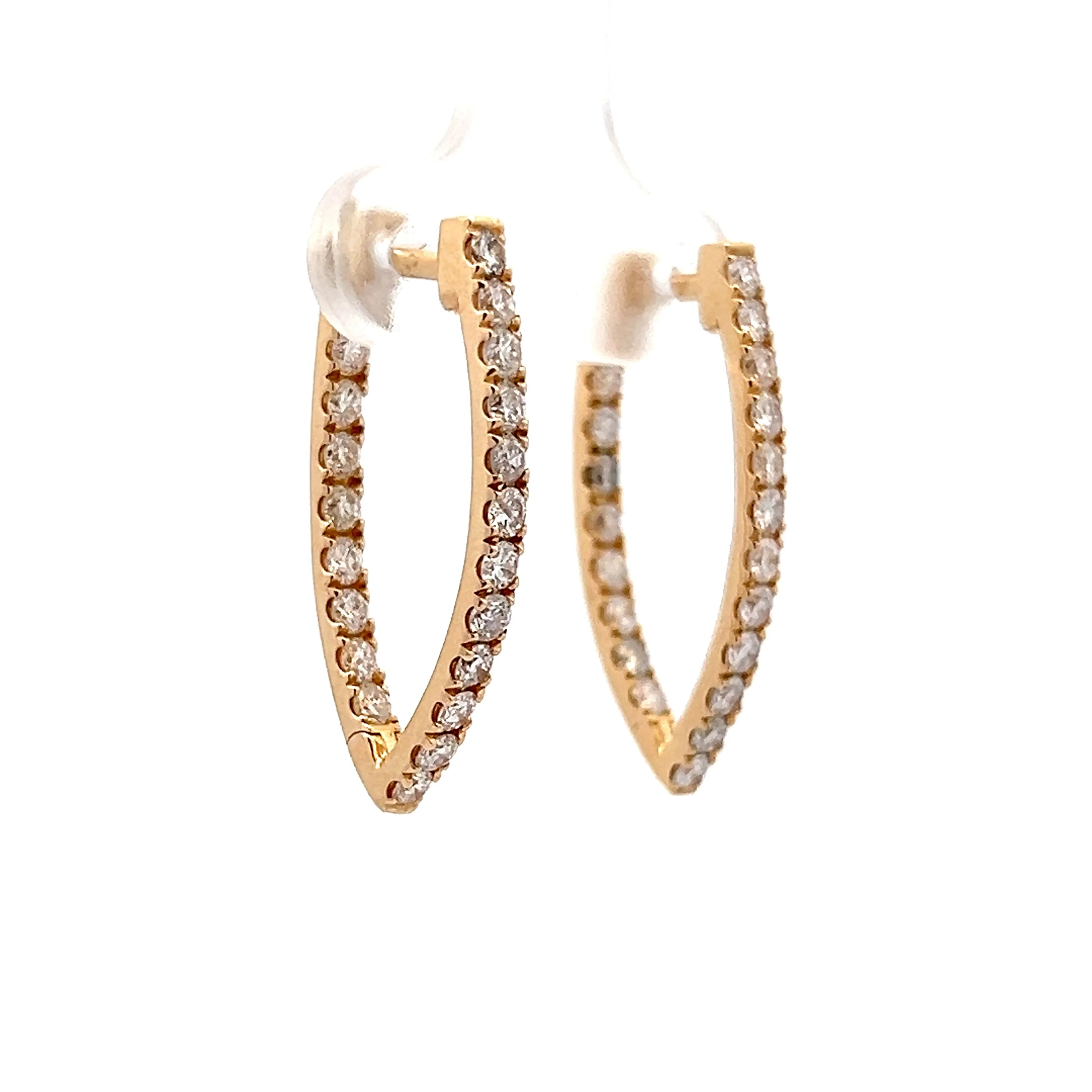 1.50 V Shaped Inside-Out Diamond Hoop Earrings in 14k - Image 3