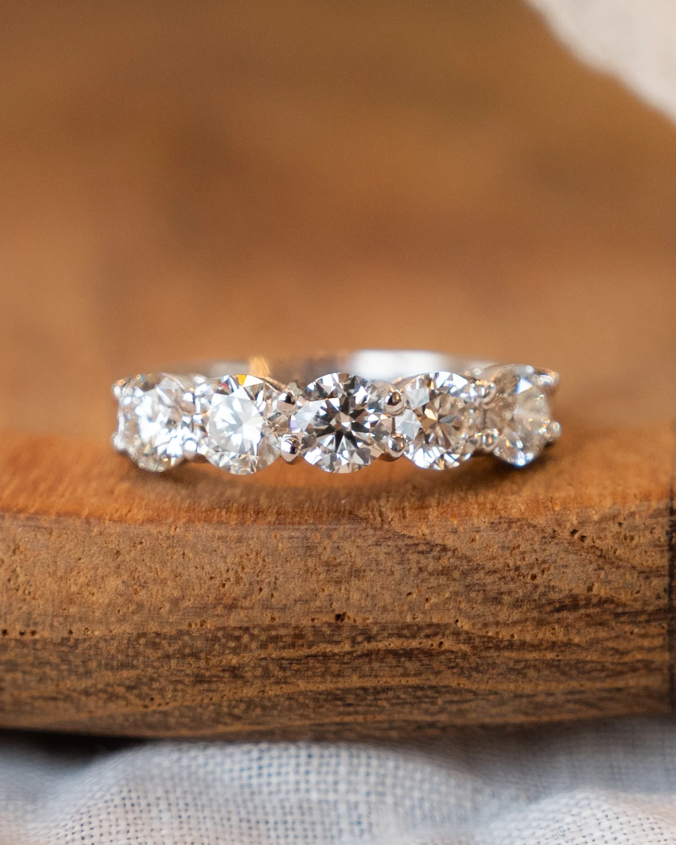 1.51 Five Stone Diamond Wedding Band in 18k - Image 6