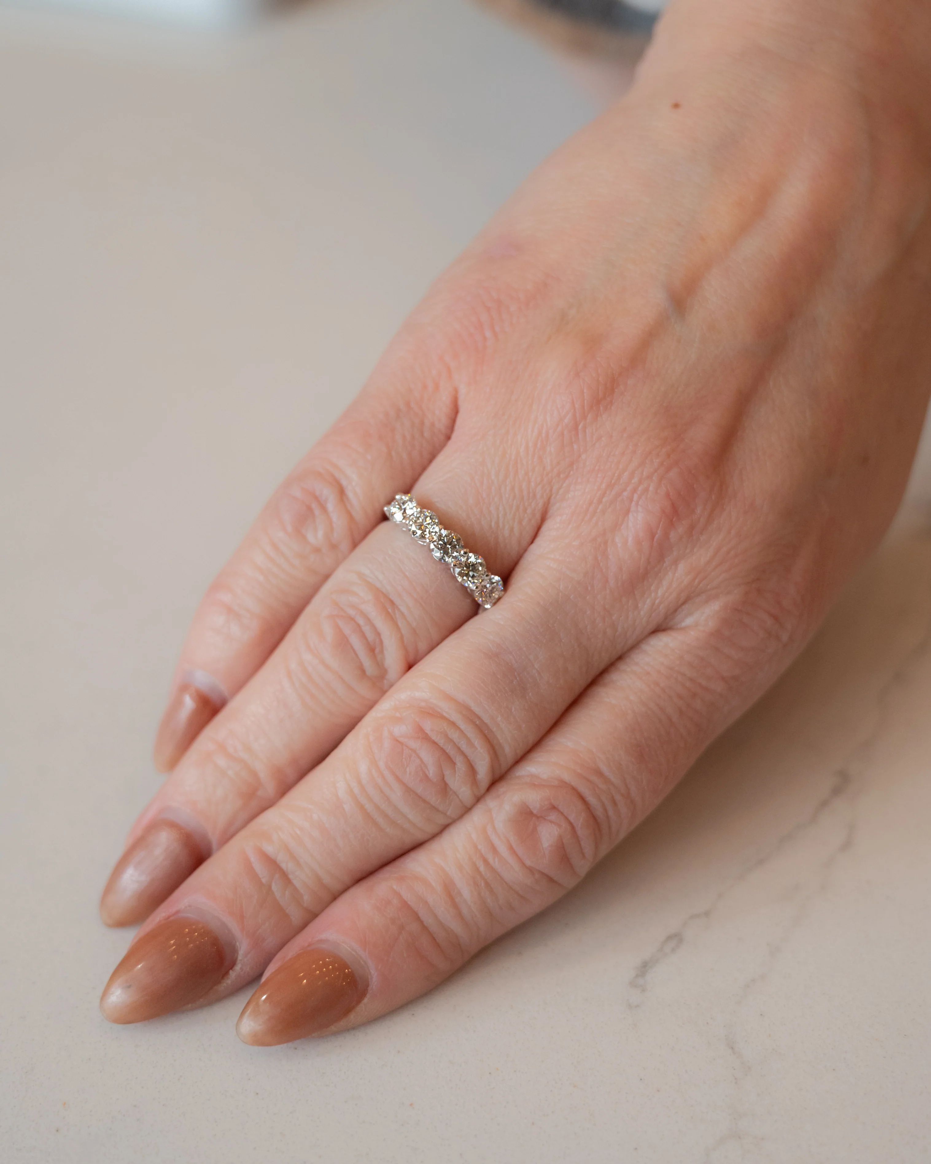 1.51 Five Stone Diamond Wedding Band in 18k - Image 7