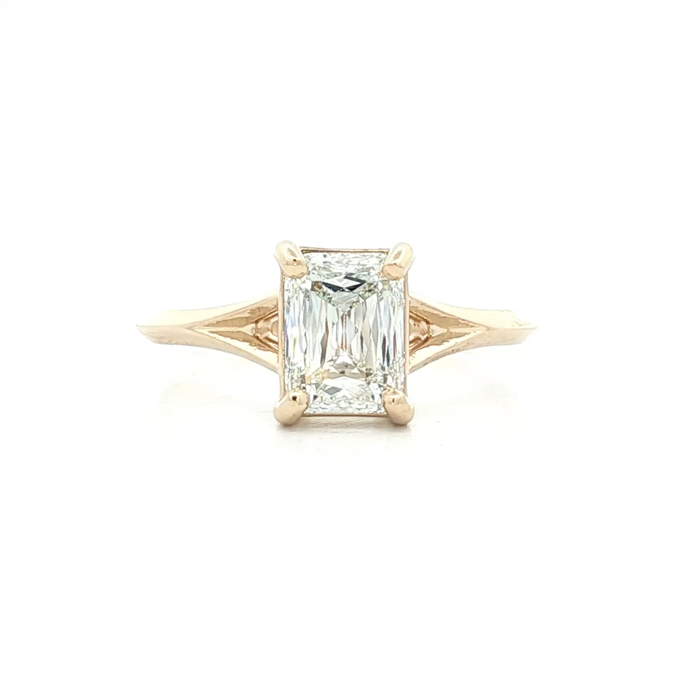 1.51 GIA Emerald Crisscut Diamond Engagement Ring 14k
