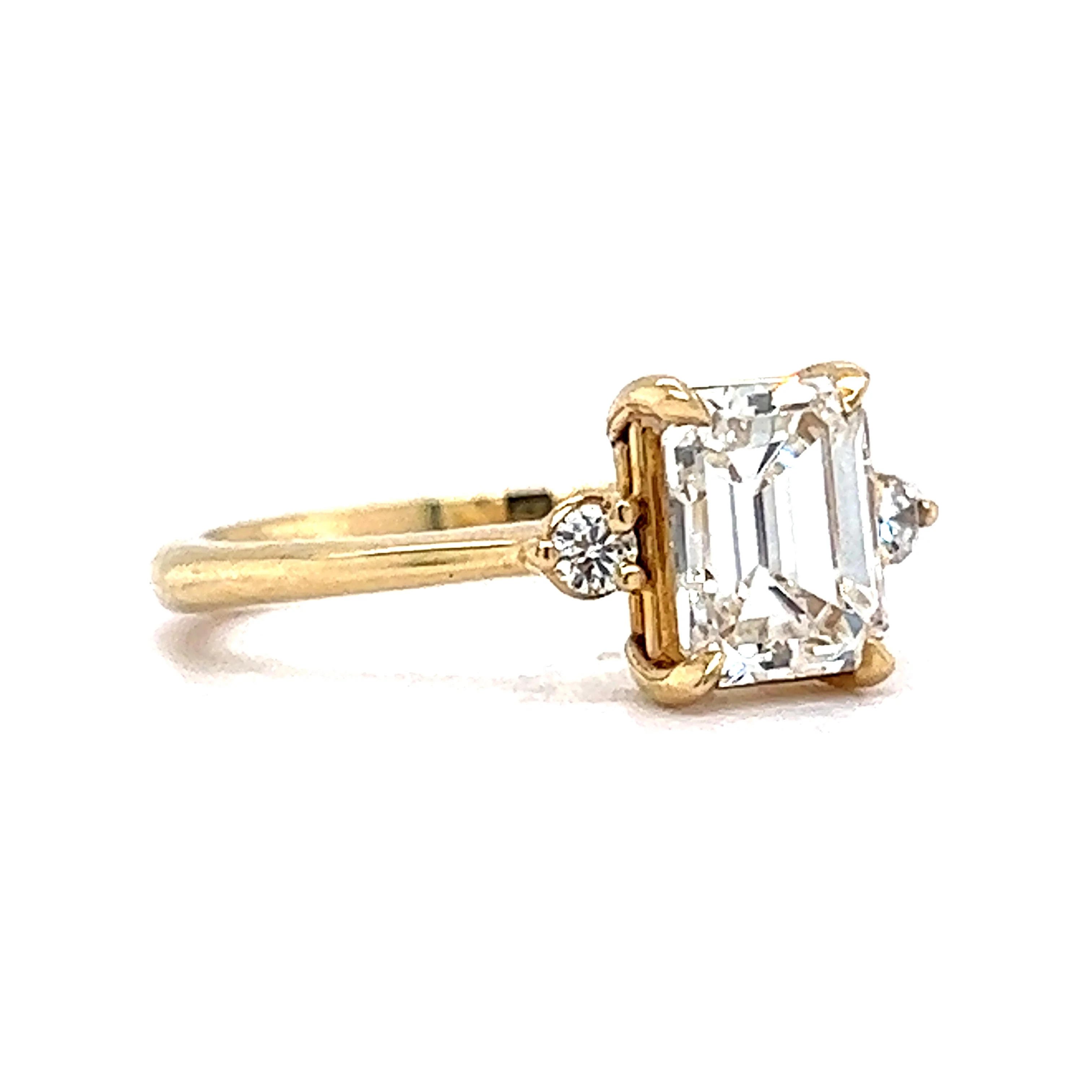 1.51 GIA Emerald Cut Diamond Engagement Ring in 14k Yellow Gold - Image 3