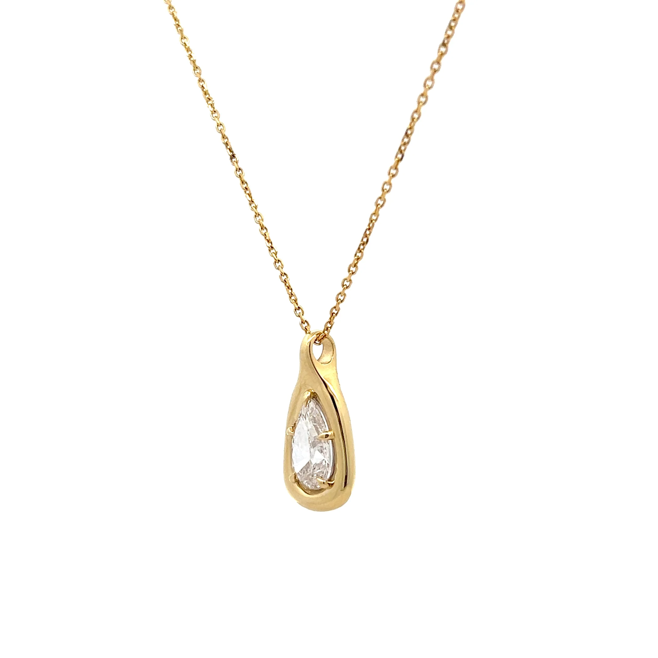1.51 Pear Cut Diamond Necklace in 18k Yellow Gold - Image 2