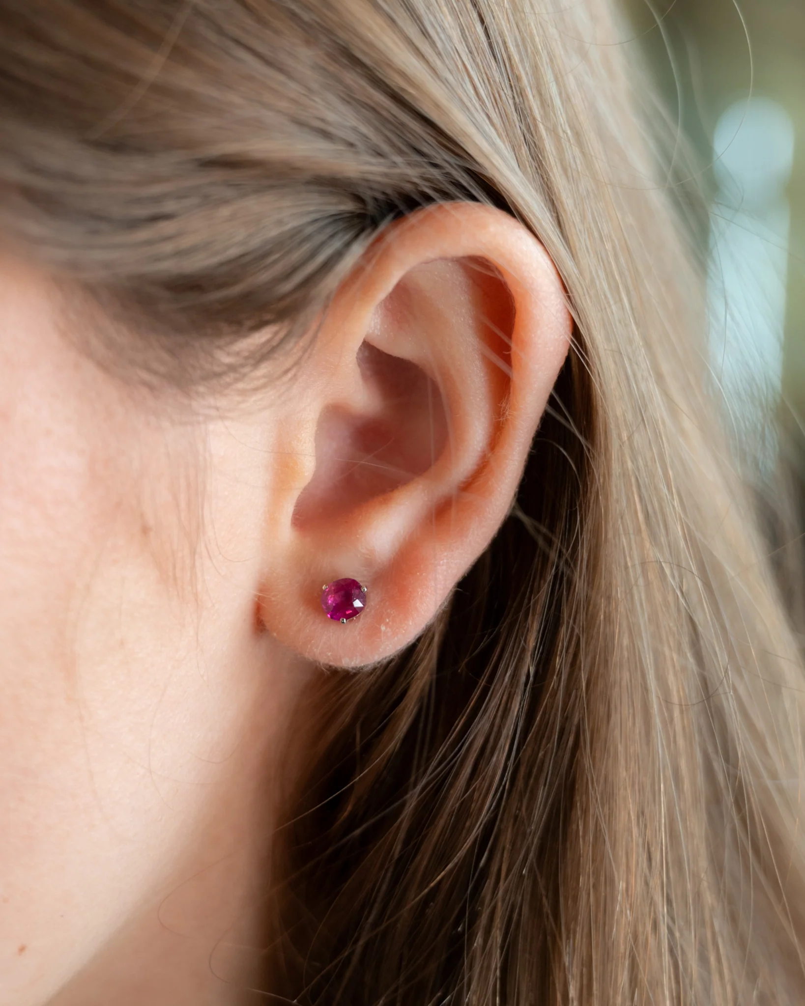 1.51 Ruby Stud Earrings in Platinum - Image 5