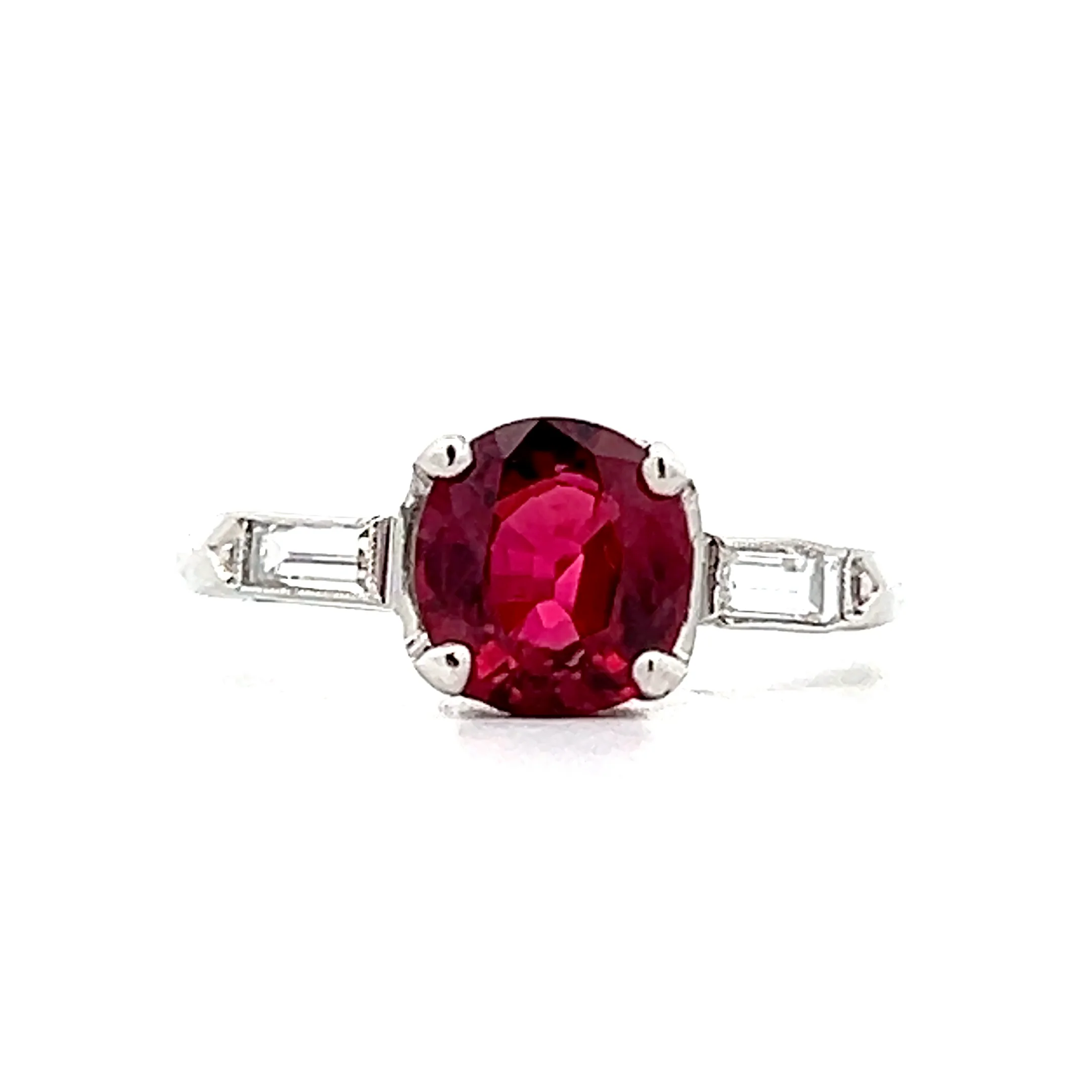 1.52 Antique Art Deco No Heat Ruby Engagement Ring