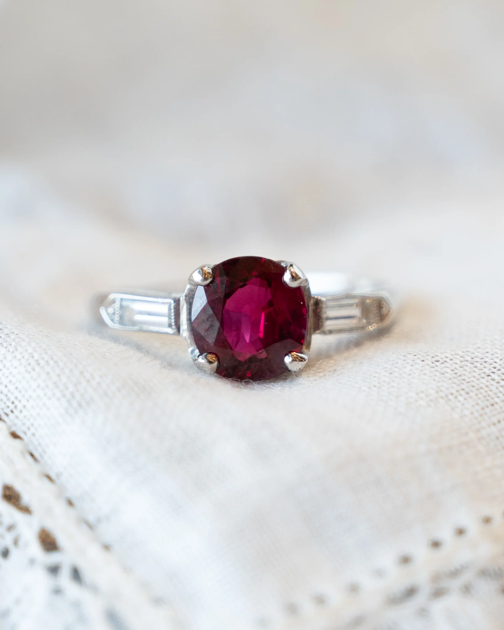 1.52 Antique Art Deco No Heat Ruby Engagement Ring - Image 6