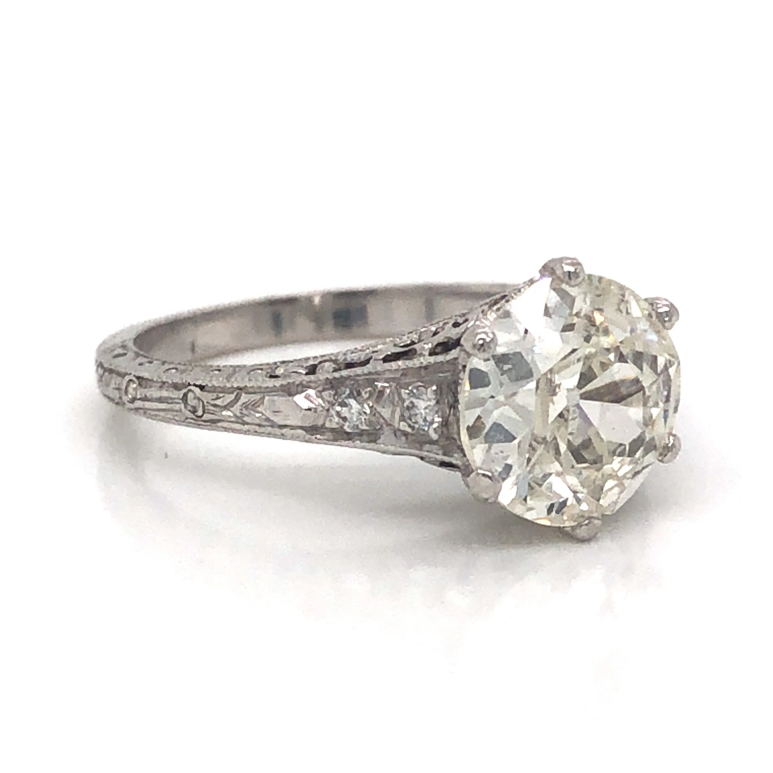 1.52 Art Deco Diamond Filigree Engagement Ring in Platinum - Image 3