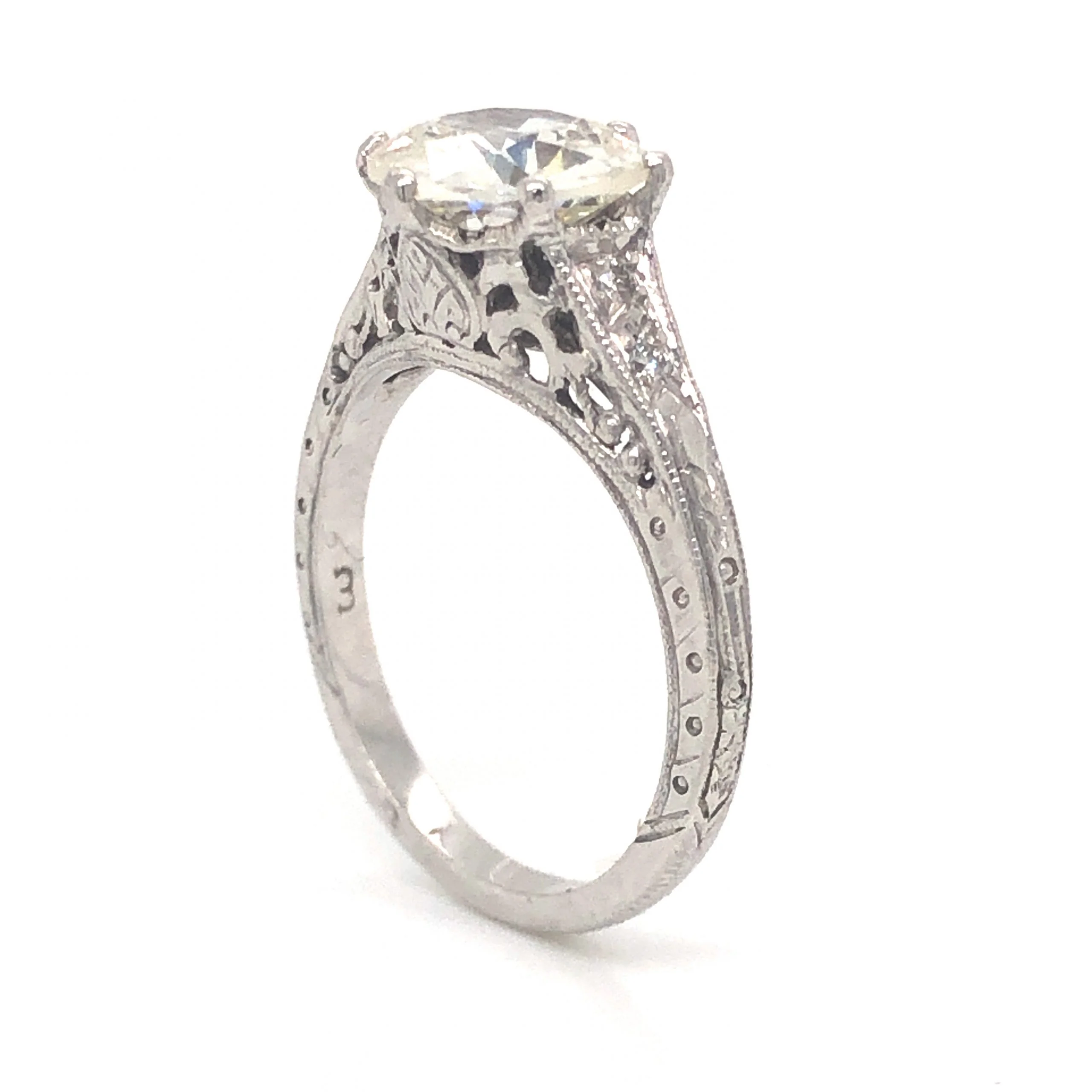 1.52 Art Deco Diamond Filigree Engagement Ring in Platinum - Image 5