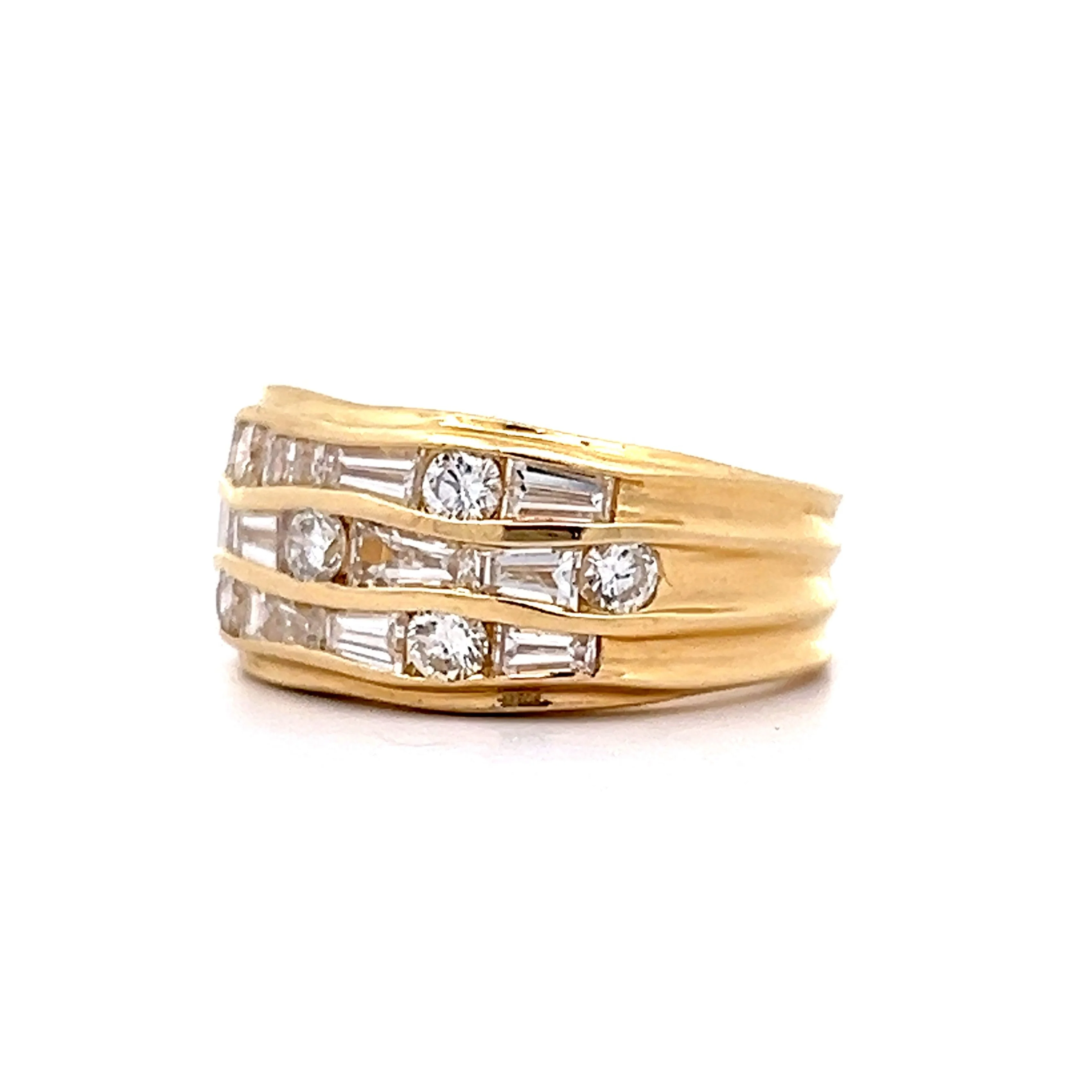 1.52 Baguette & Round Diamond Cocktail Ring in 18k - Image 2
