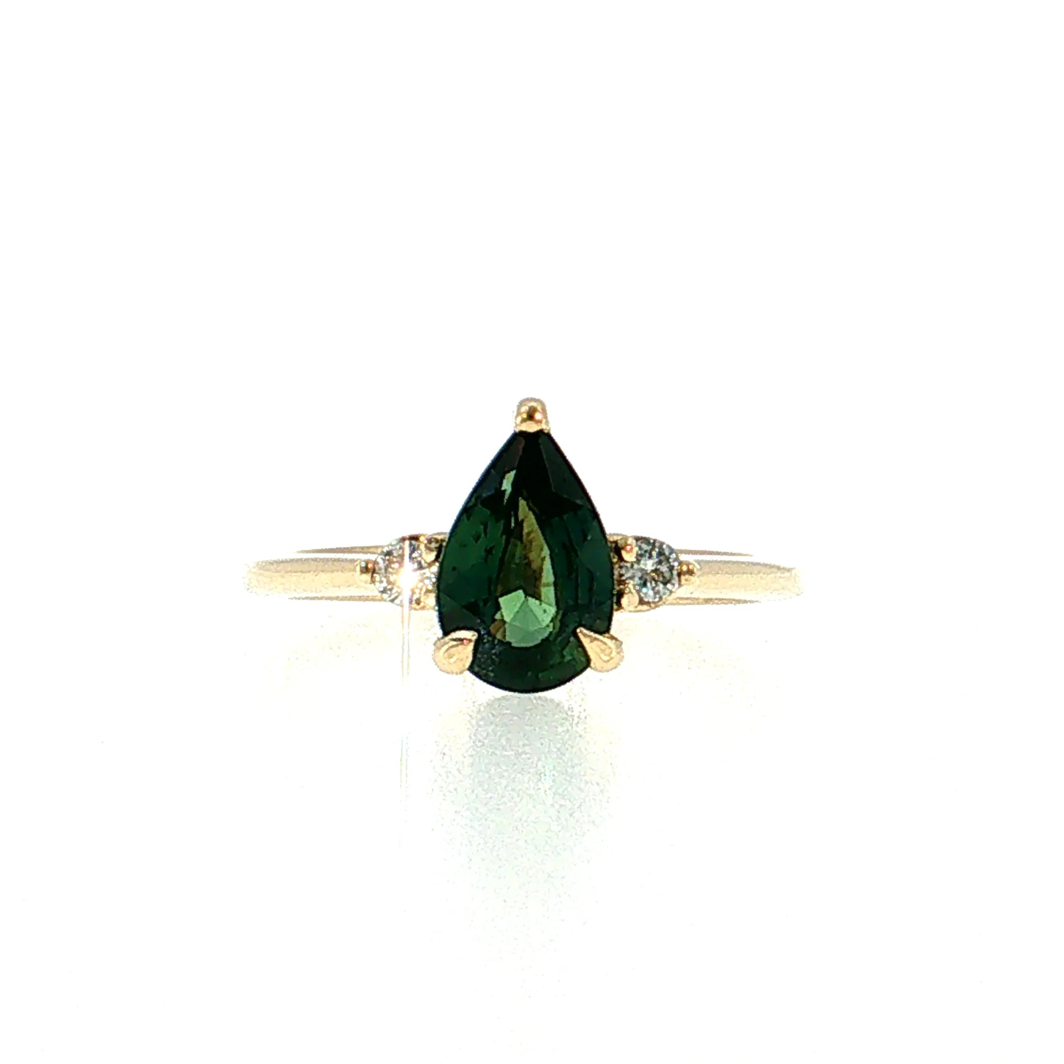 1.52 Pear Sapphire Three Stone Engagement Ring 14k