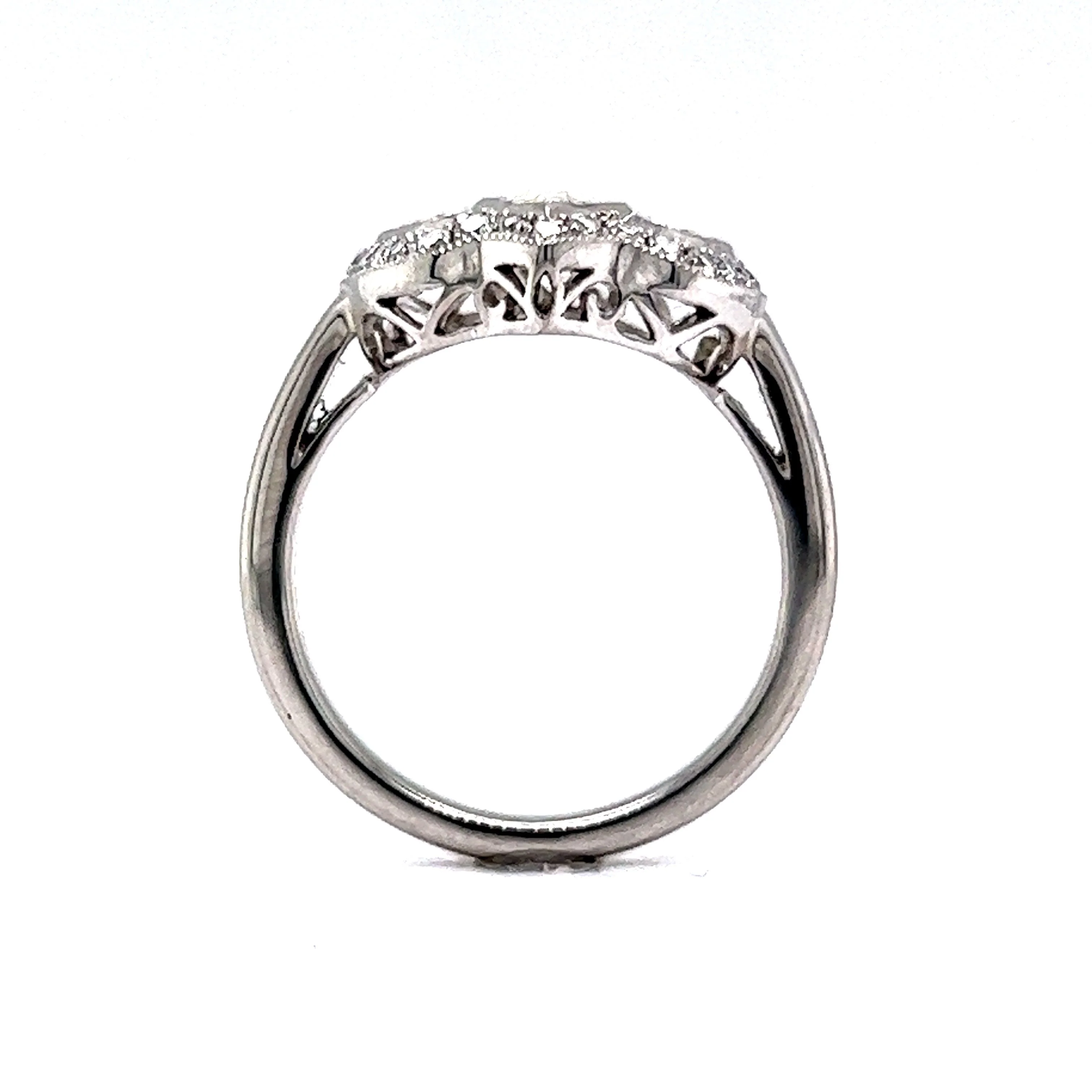1.52 Three Stone Diamond Halo Engagement Ring in Platinum - Image 4