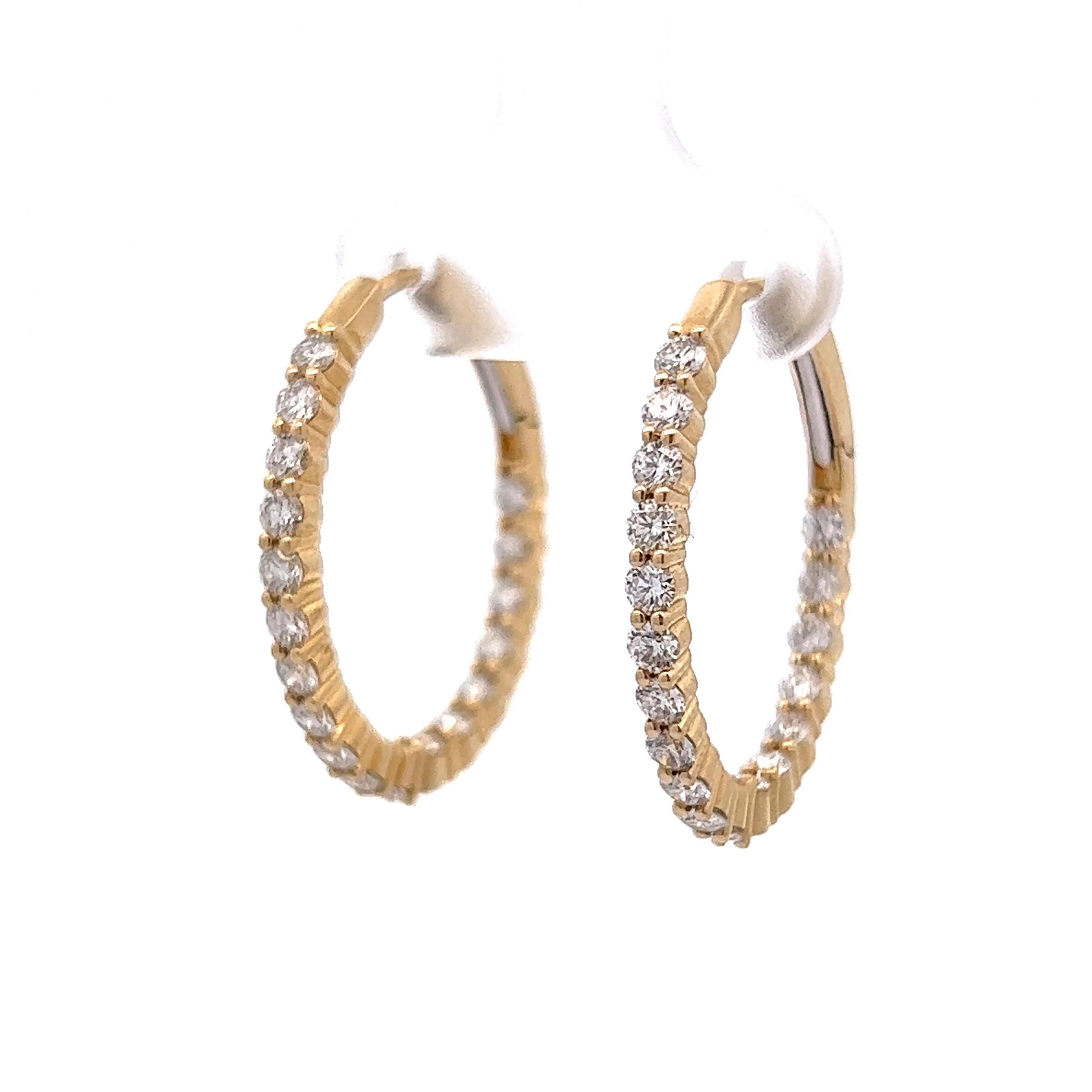 1.52 Diamond Hoop Earrings in 14k Yellow Gold - Image 2