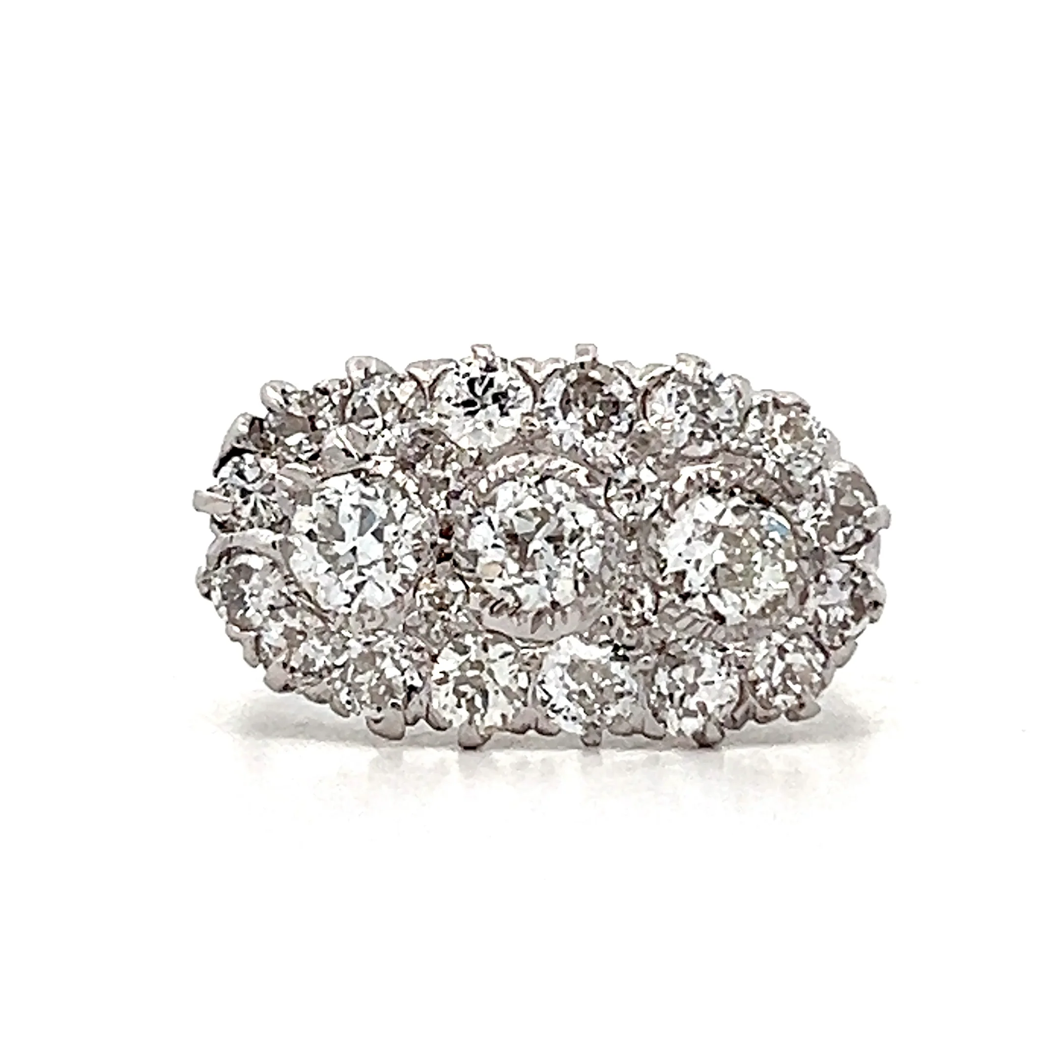 1.53 Antique Edwardian Diamond Cluster Ring Platinum