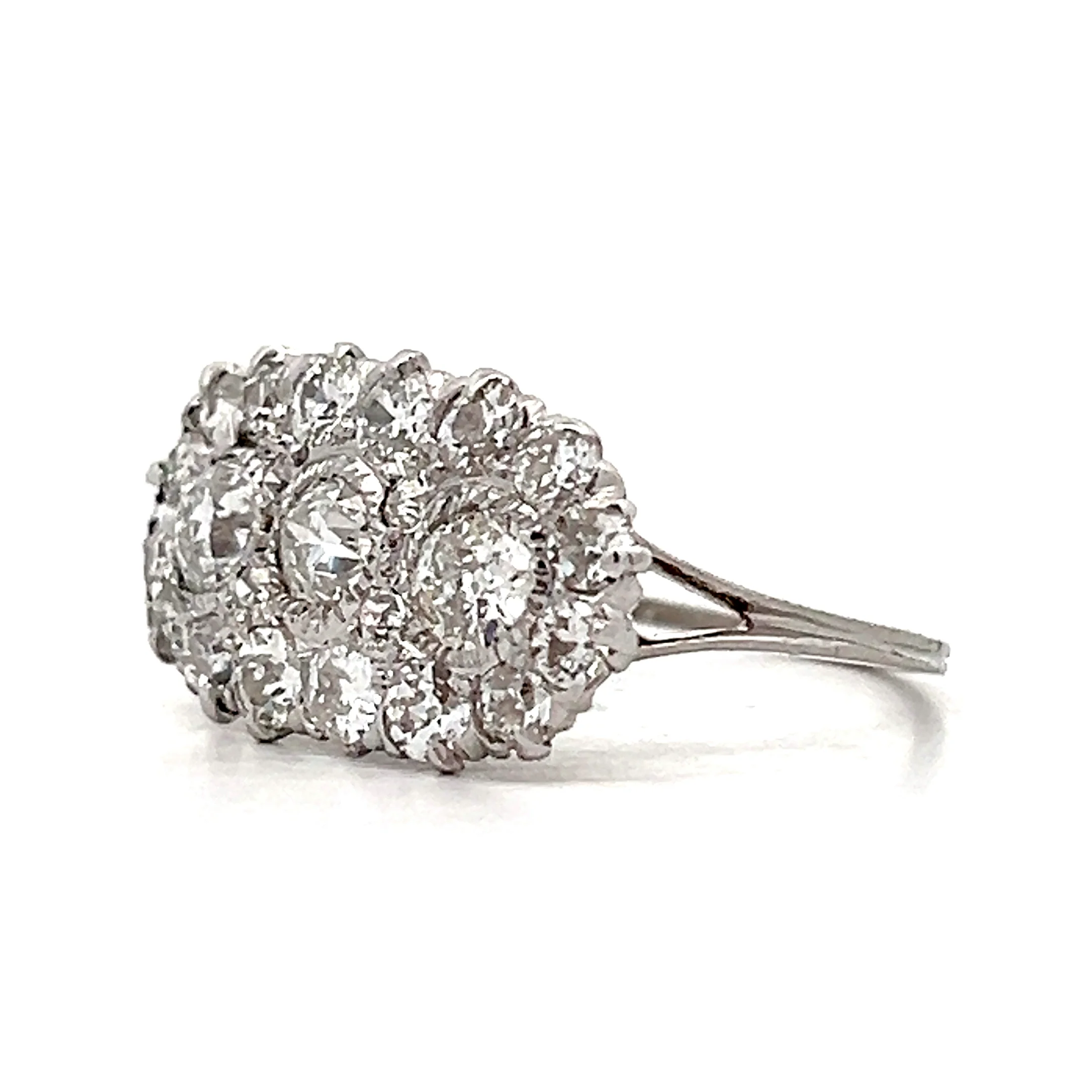1.53 Antique Edwardian Diamond Cluster Ring Platinum - Image 2