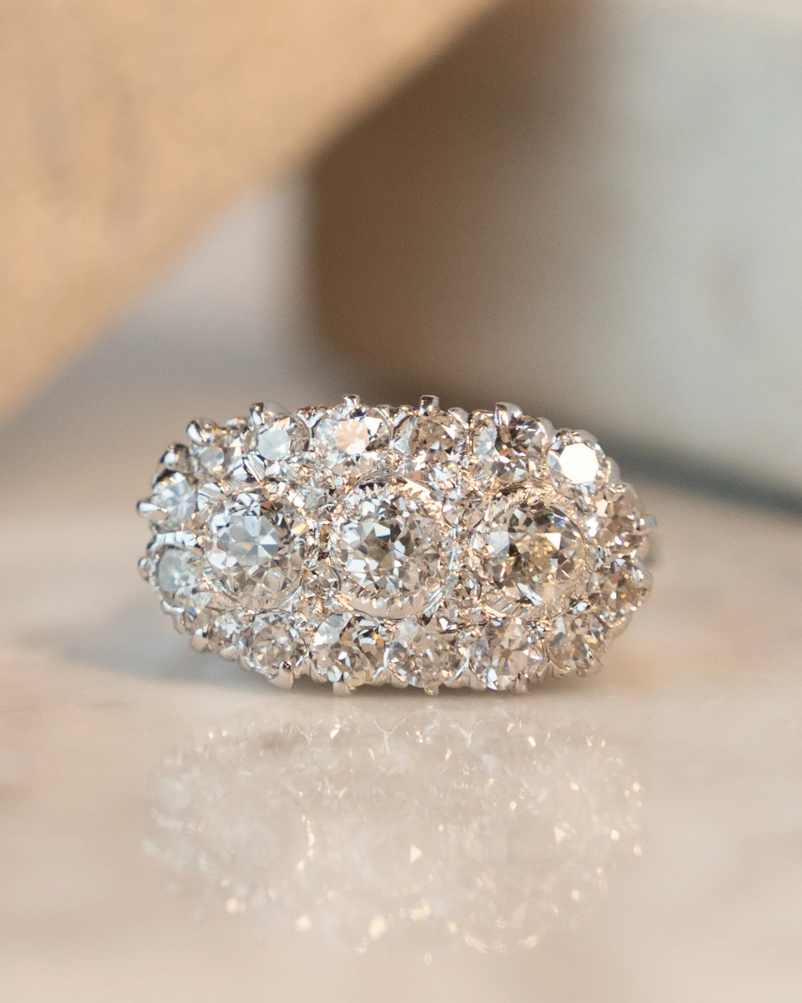 1.53 Antique Edwardian Diamond Cluster Ring Platinum - Image 6