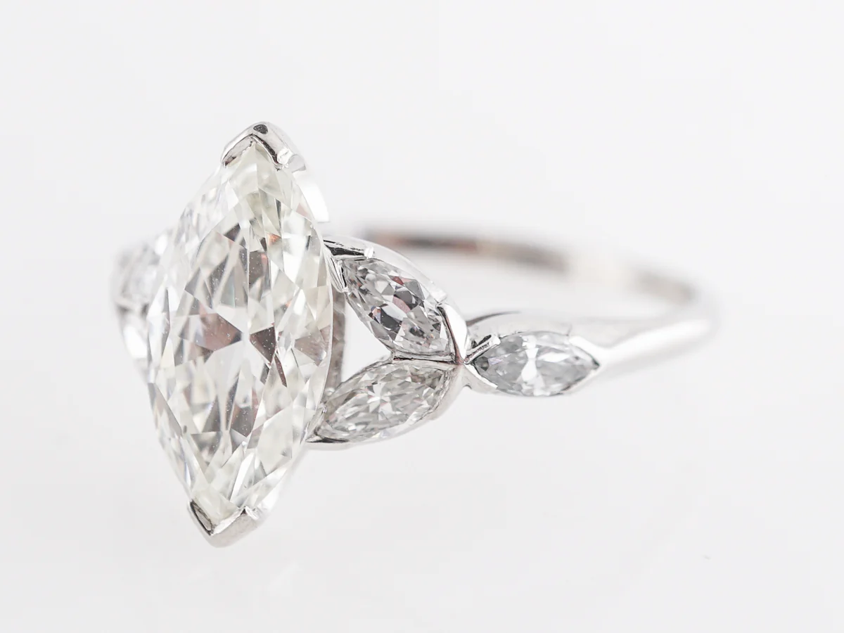 1.54 Art Deco Marquise Diamond Engagement Ring in Platinum - Image 2