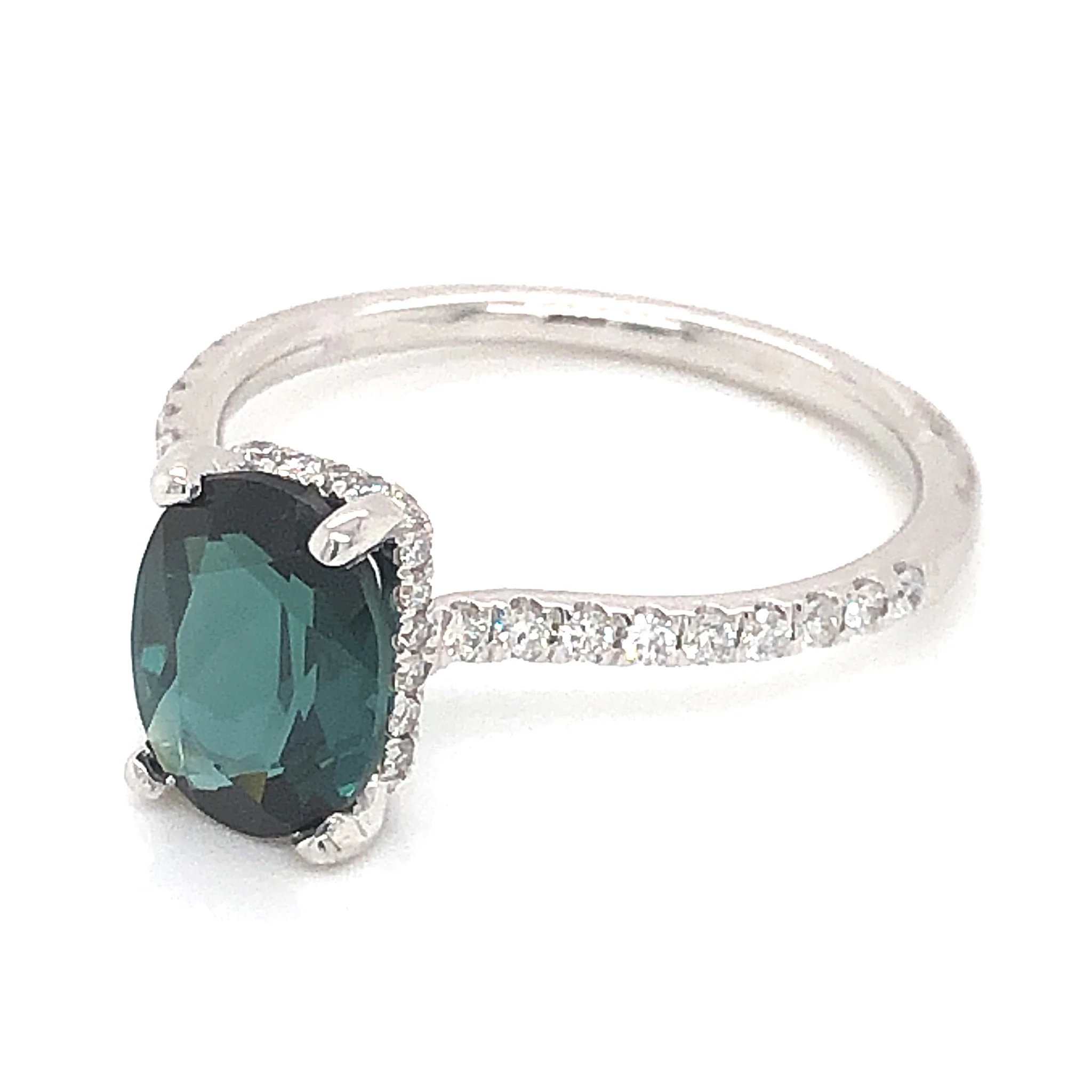 1.54 Oval Cut Tourmaline Engagement Ring in 14k White Gold - Image 2