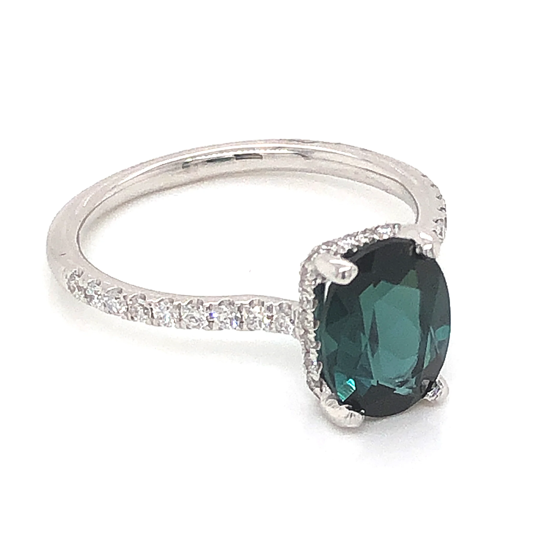 1.54 Oval Cut Tourmaline Engagement Ring in 14k White Gold - Image 3