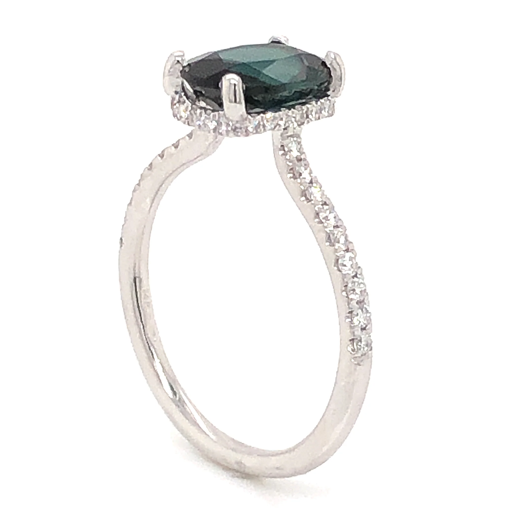 1.54 Oval Cut Tourmaline Engagement Ring in 14k White Gold - Image 5
