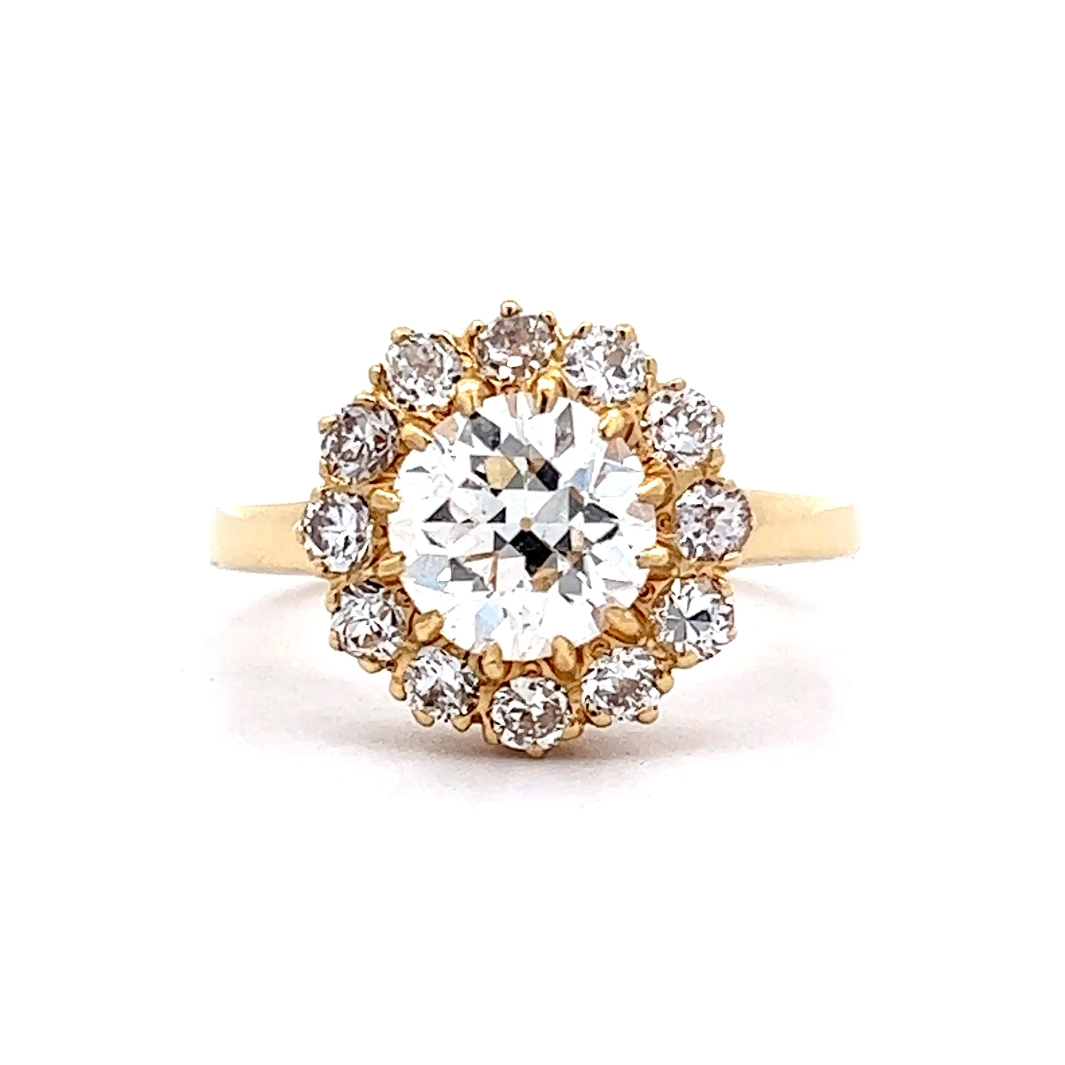 Victorian Cluster Diamond Engagement Ring in 18k Yellow Gold