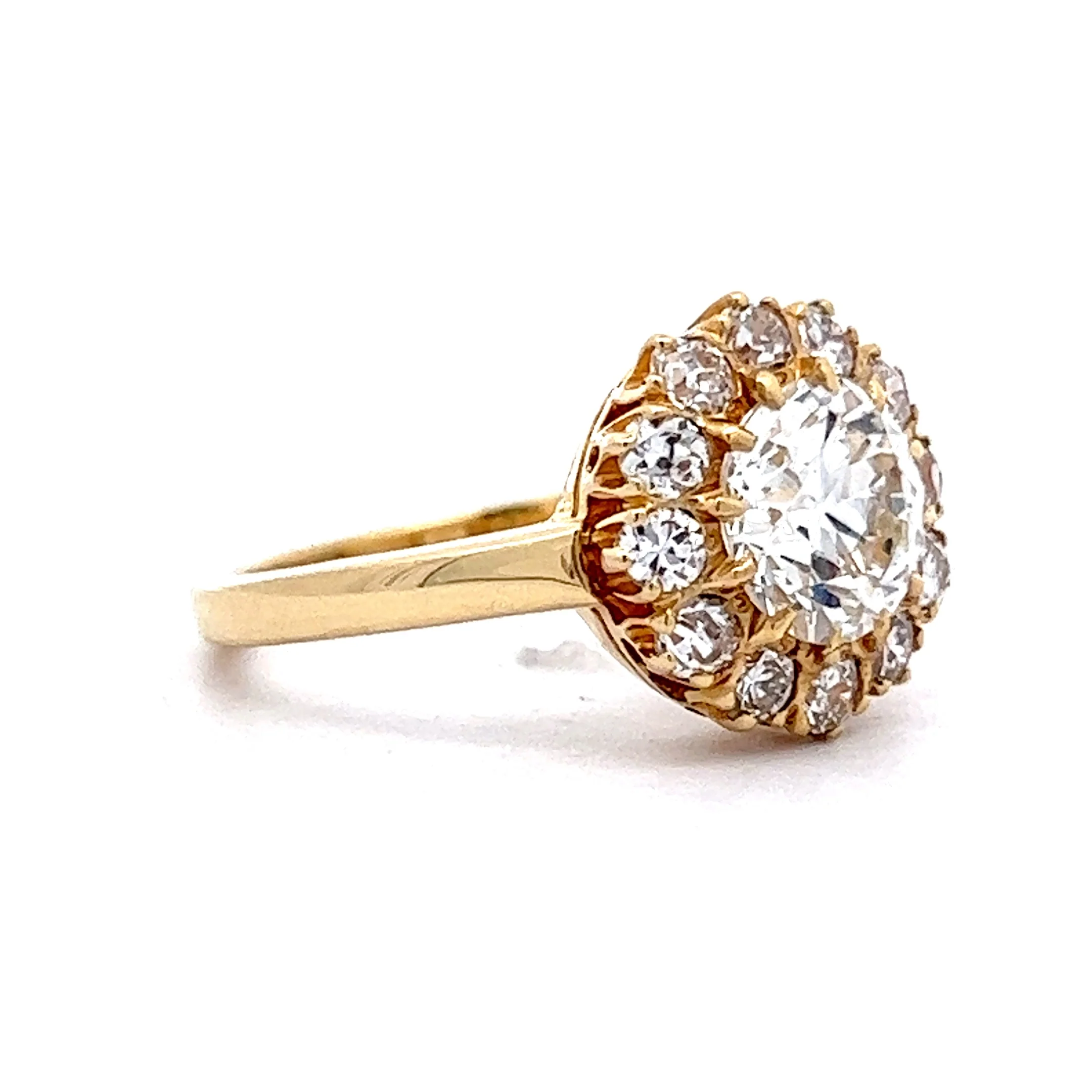 Victorian Cluster Diamond Engagement Ring in 18k Yellow Gold - Image 3