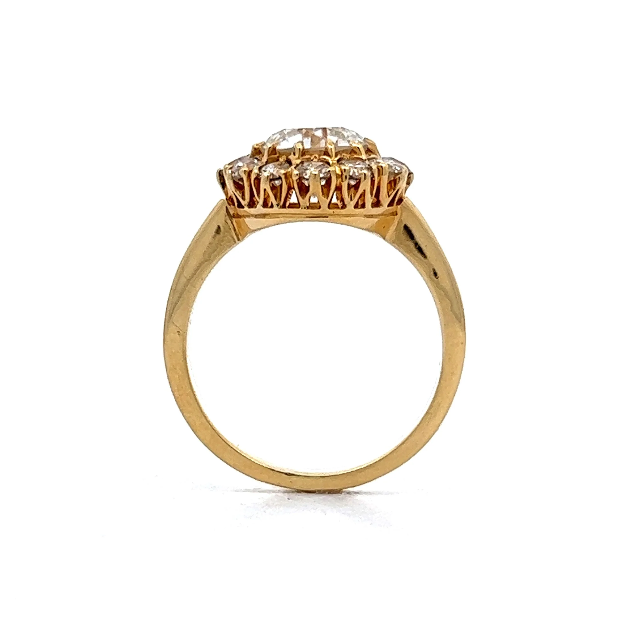 Victorian Cluster Diamond Engagement Ring in 18k Yellow Gold - Image 4