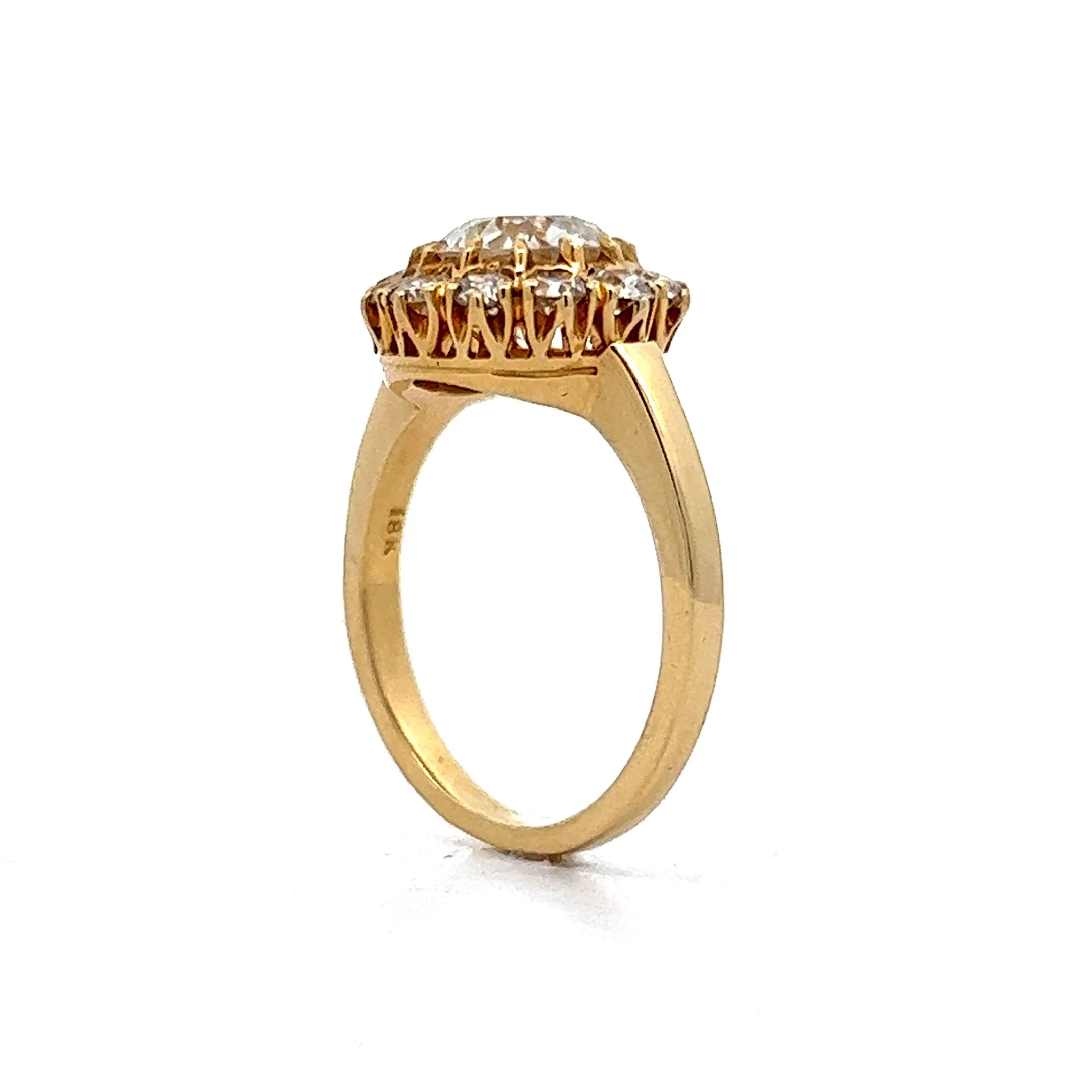 Victorian Cluster Diamond Engagement Ring in 18k Yellow Gold - Image 5