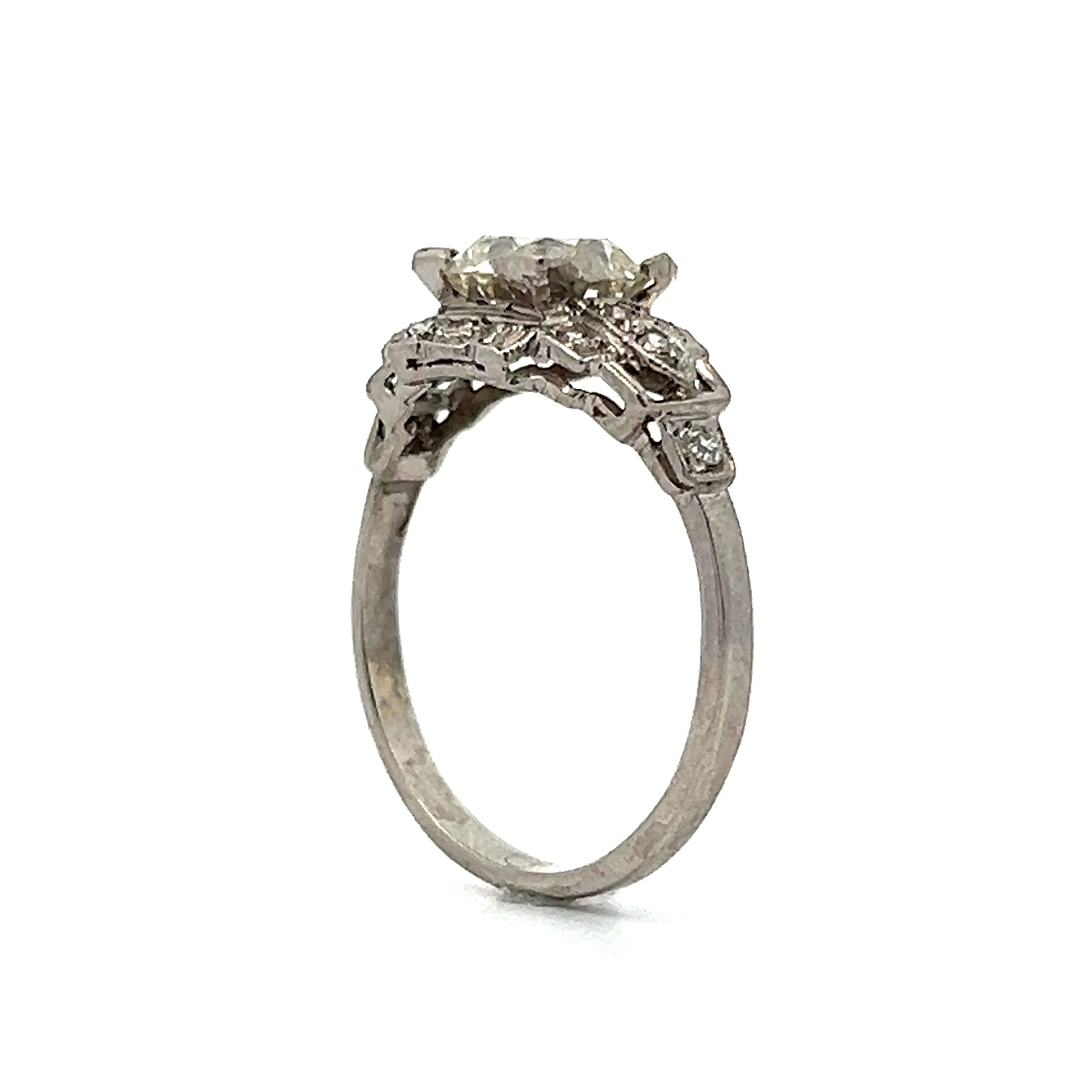 1.55 Old European Diamond Engagement Ring in Platinum - Image 5