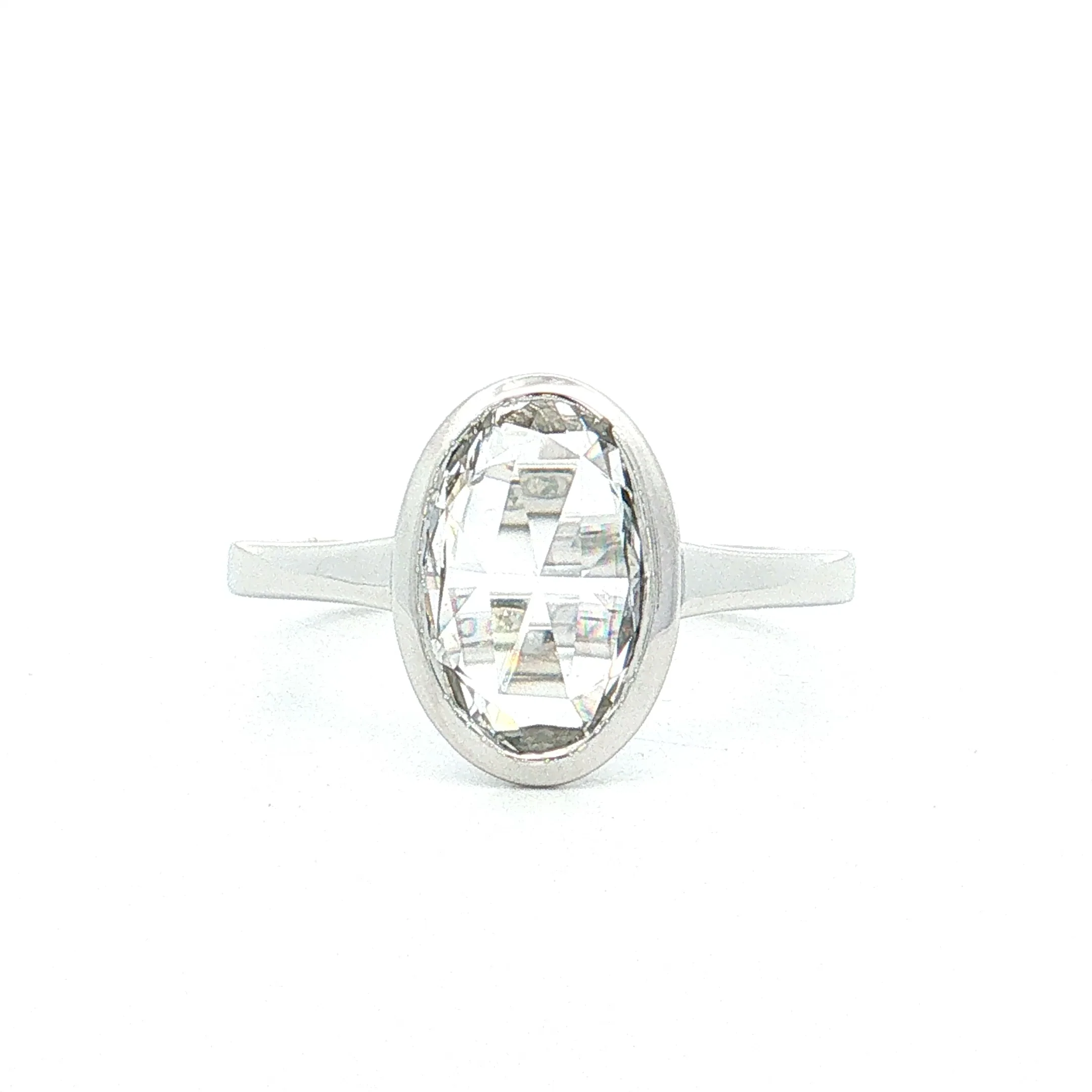 1.55 Oval Rose Cut Diamond Engagement Ring 14k White Gold