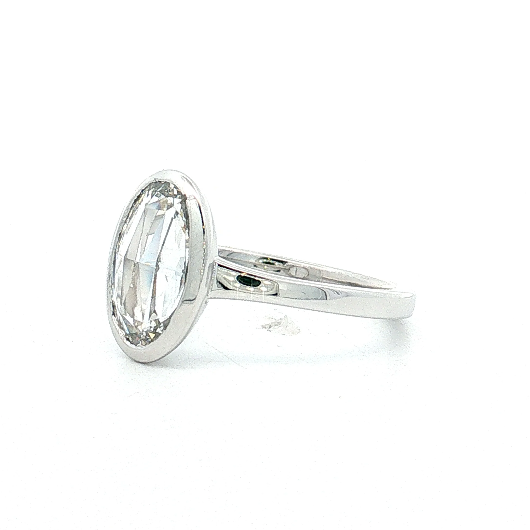 1.55 Oval Rose Cut Diamond Engagement Ring 14k White Gold - Image 2