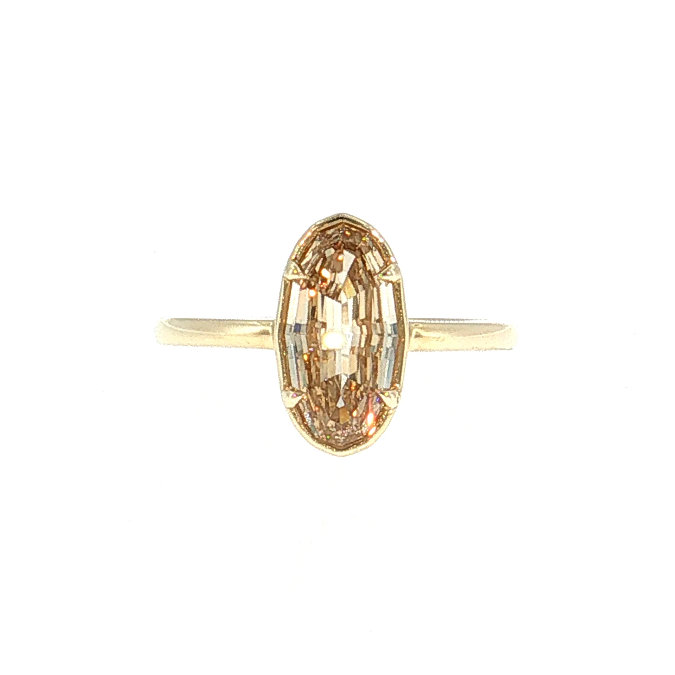1.55 Oval Step Cut Diamond Engagement Ring 14k