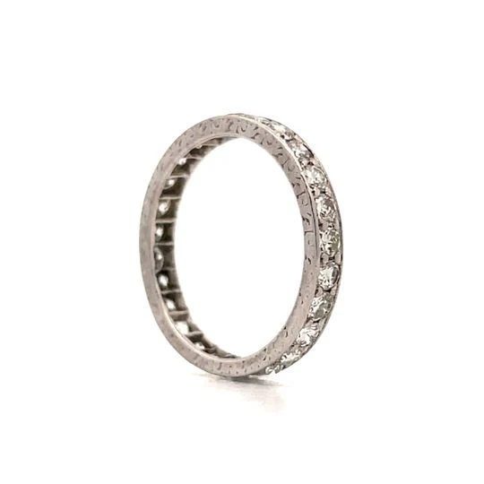 1.56 Vintage Diamond Eternity Wedding Band in Platinum - Image 5