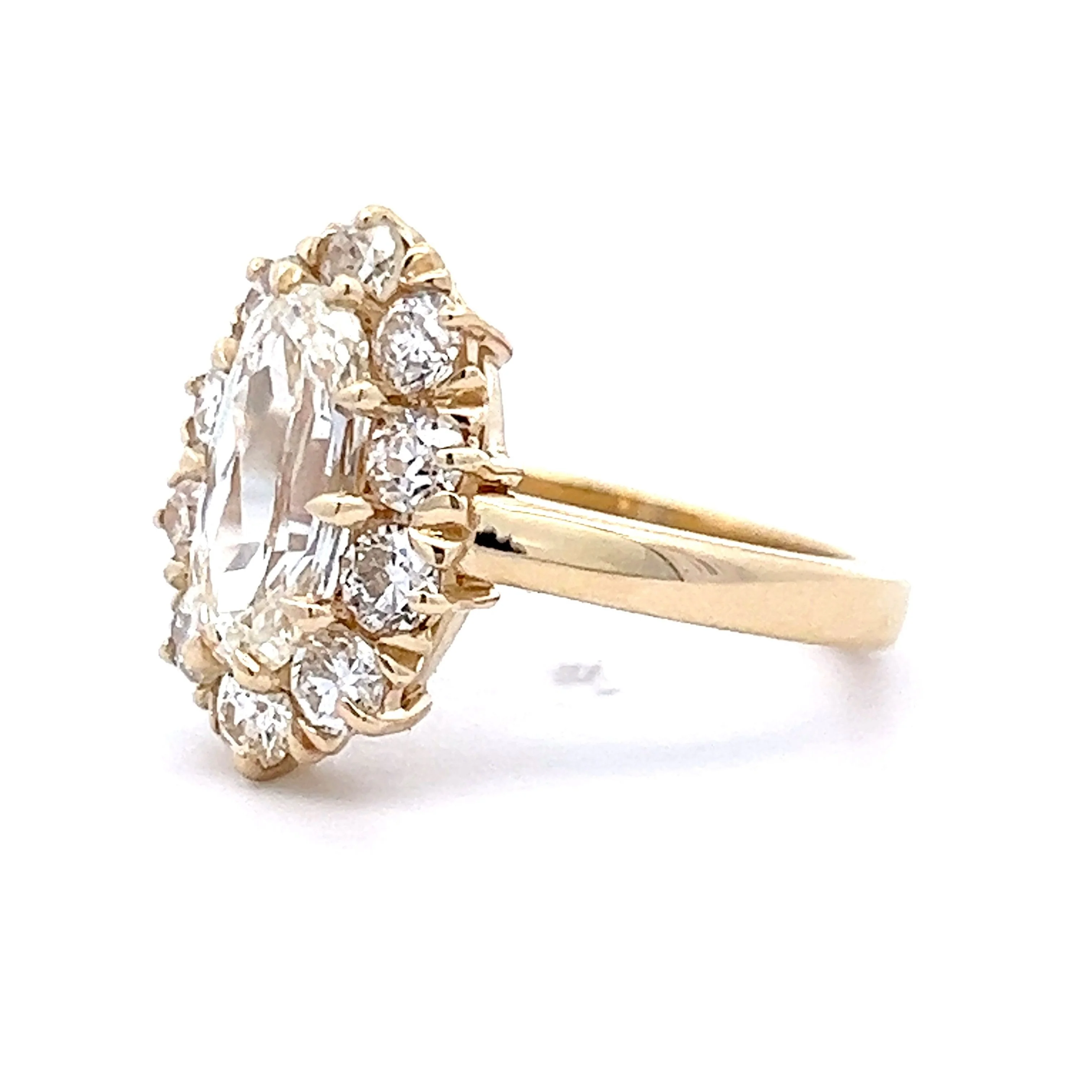 1.56 Oval Diamond Halo Engagement Ring in 14k Yellow Gold - Image 2