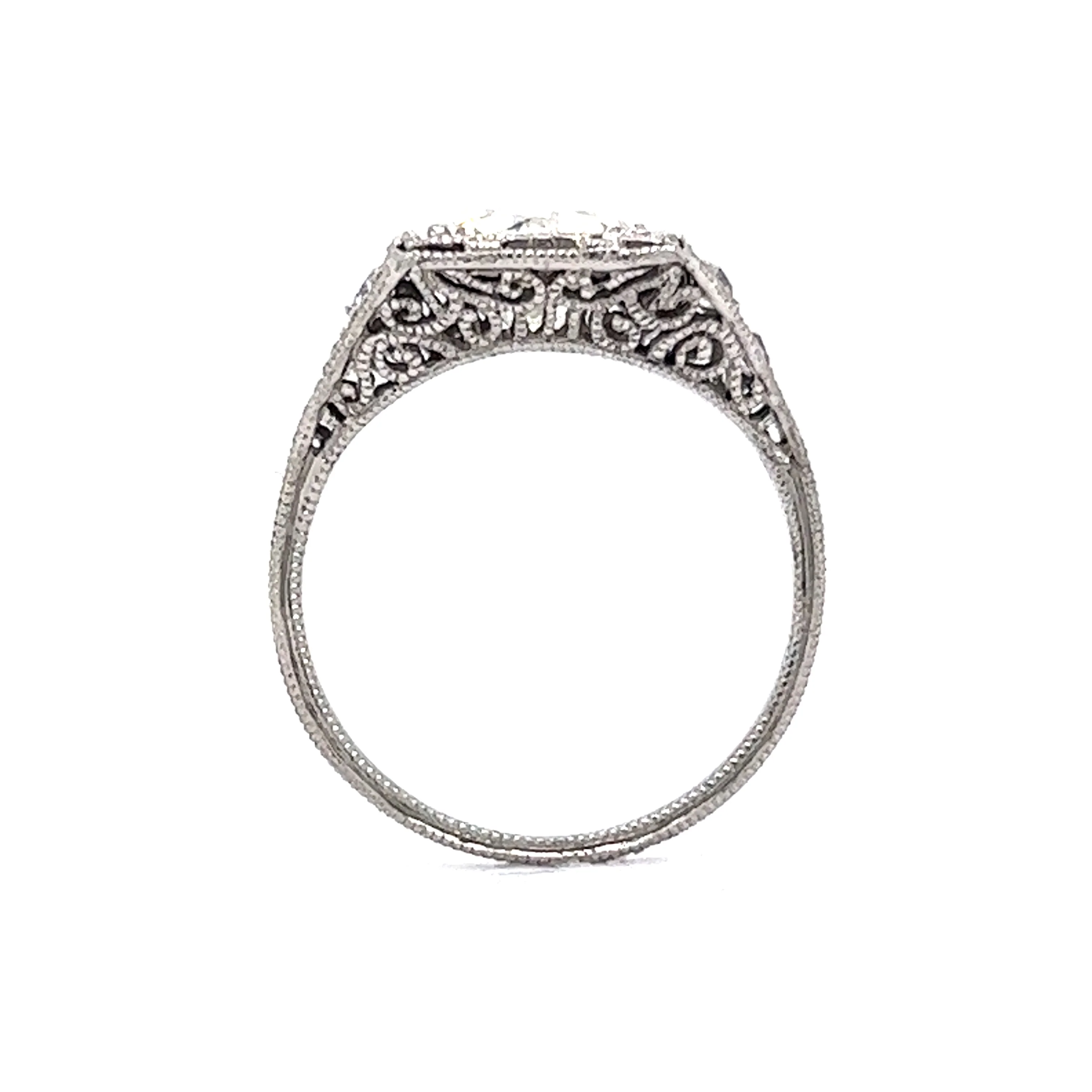 1.57 Antique Art Deco Diamond Engagement Ring in Platinum - Image 4