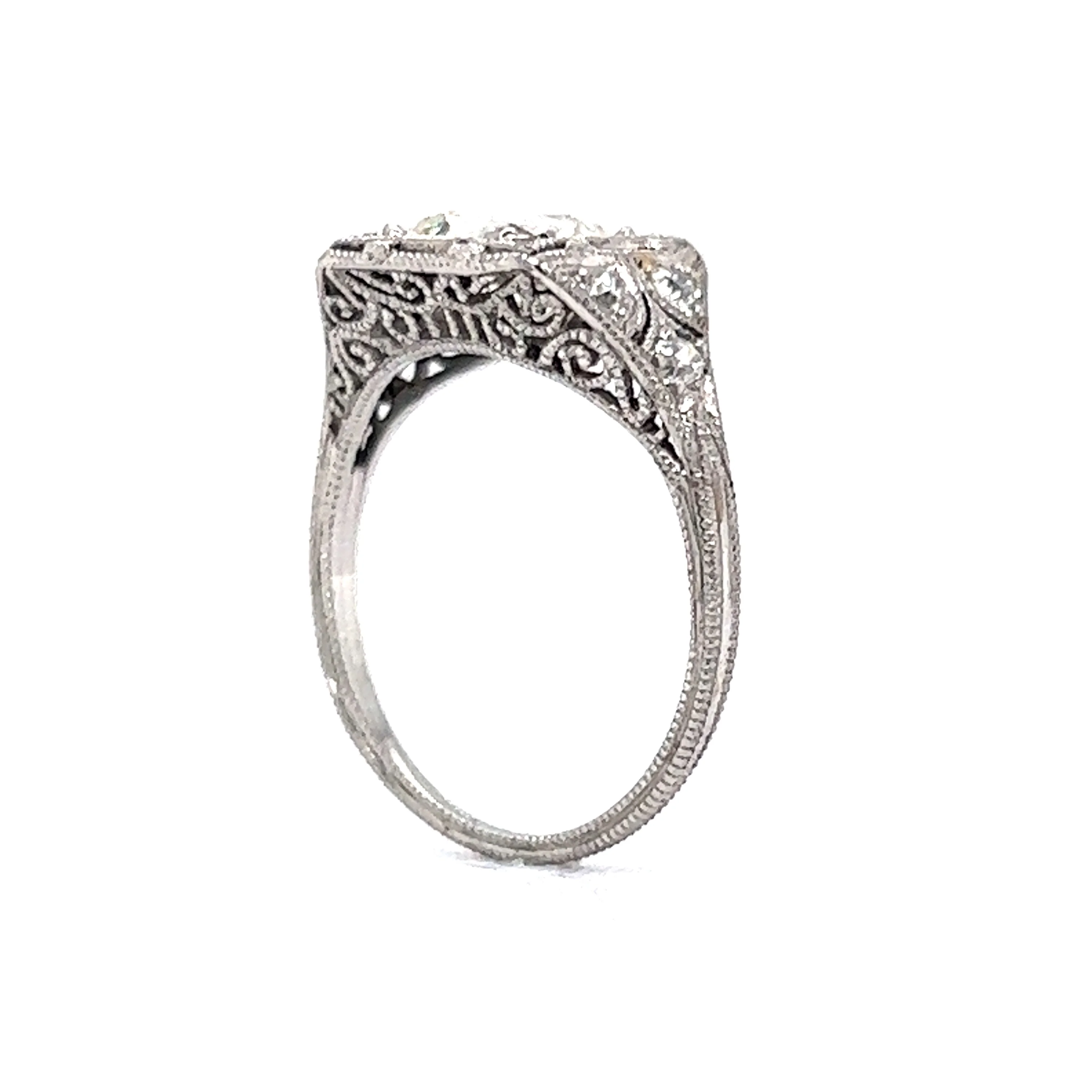 1.57 Antique Art Deco Diamond Engagement Ring in Platinum - Image 5