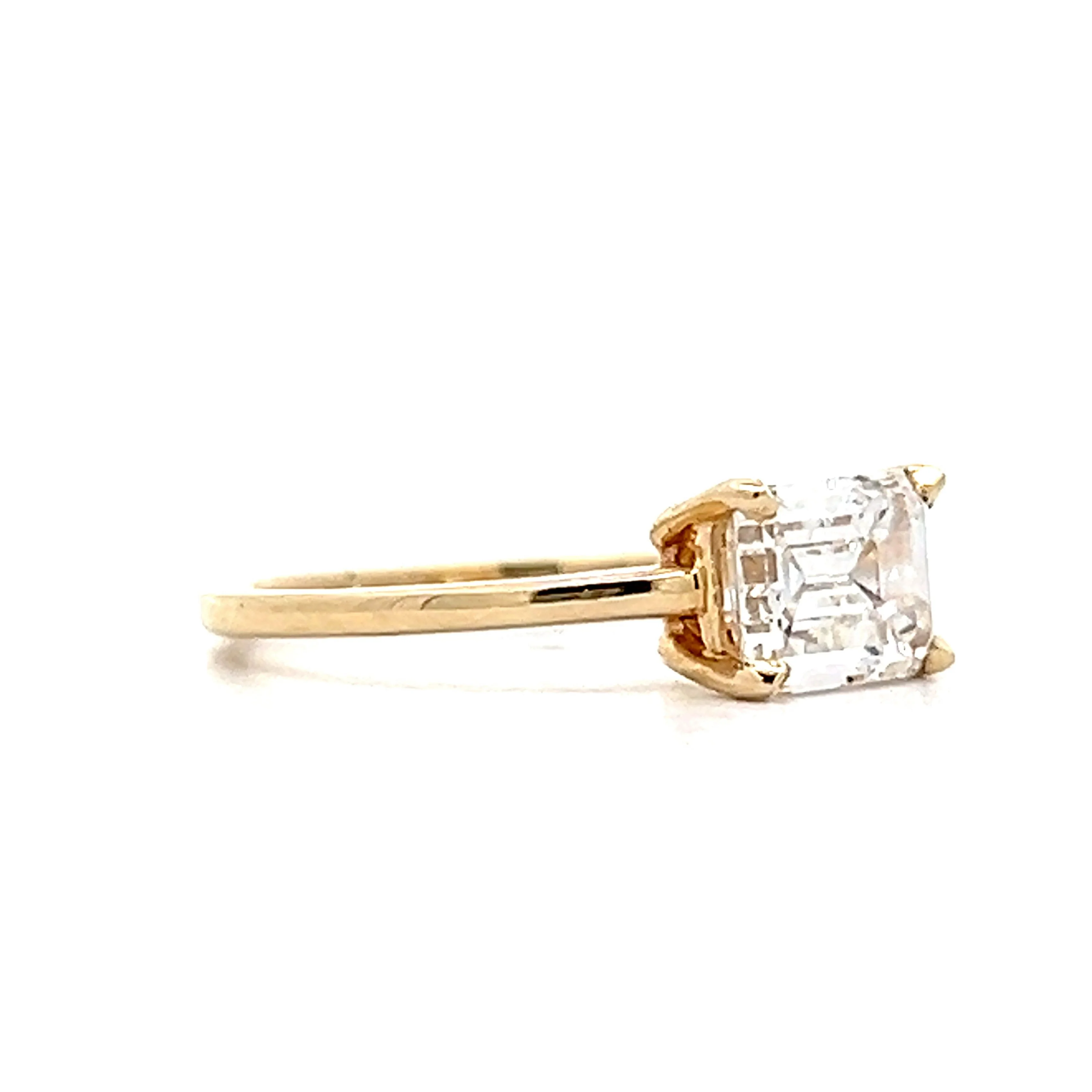 1.57 Emerald Cut Solitaire Engagement Ring in 14k Yellow Gold - Image 3