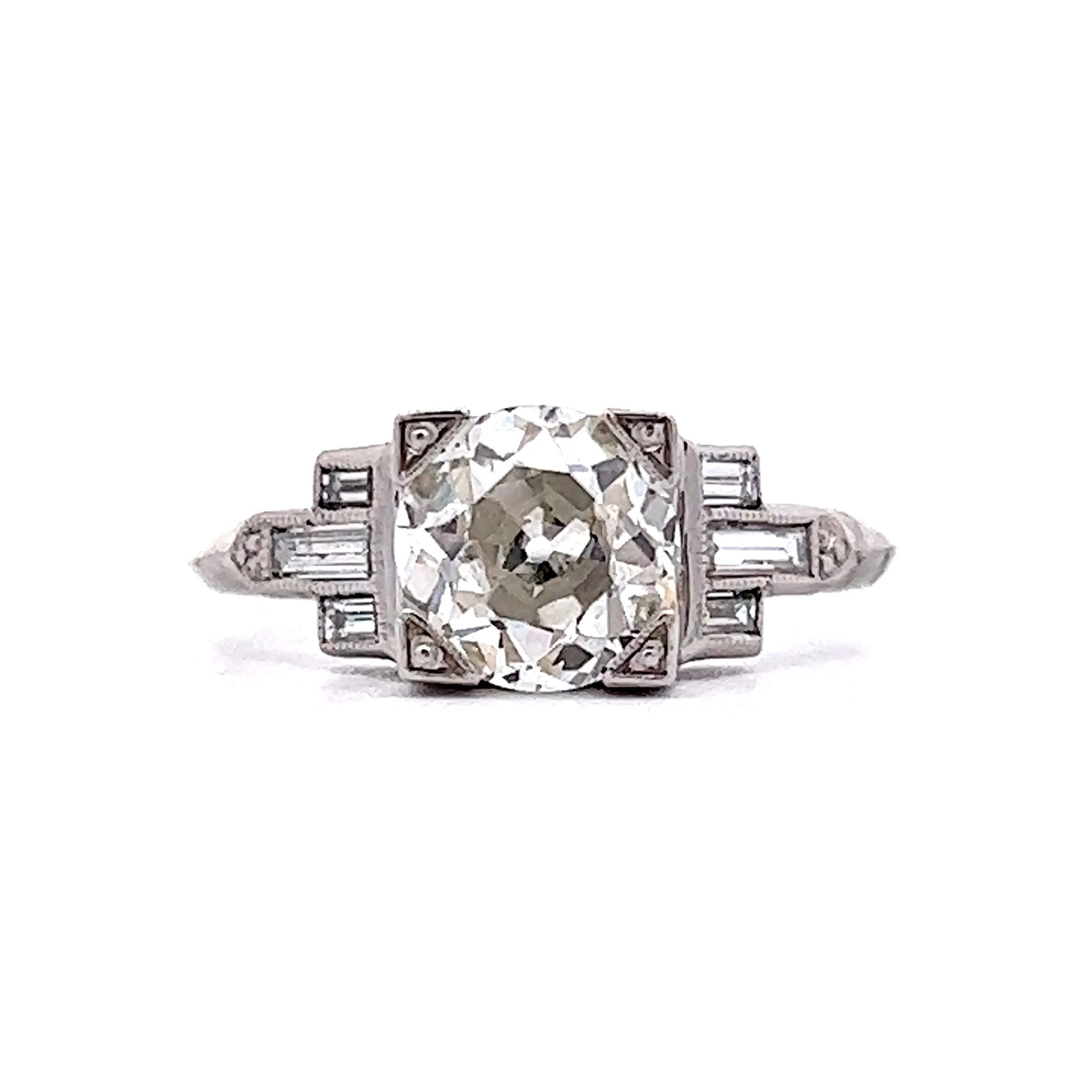 1.57 Art Deco Old European Diamond Engagement Ring in Platinum