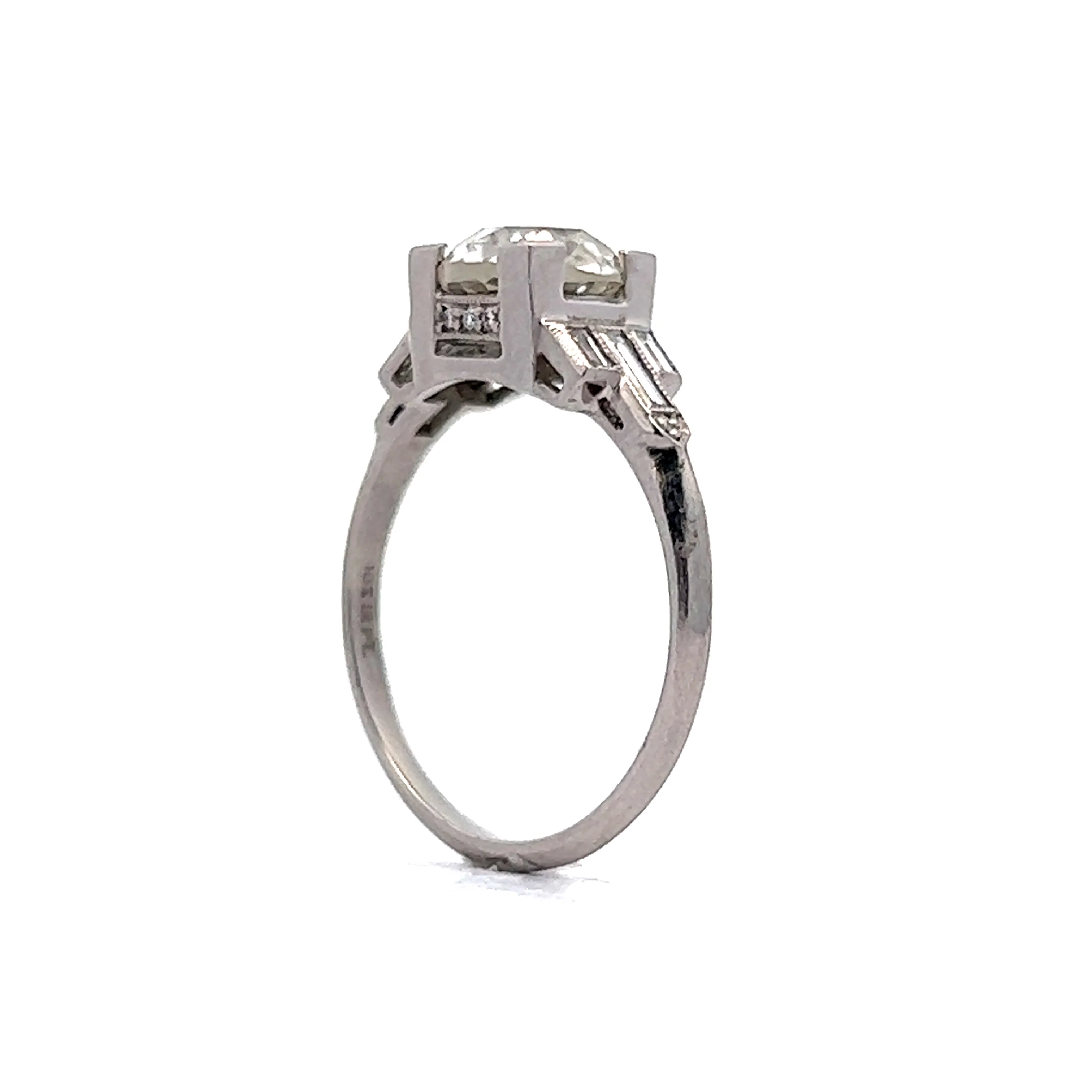 1.57 Art Deco Old European Diamond Engagement Ring in Platinum - Image 5