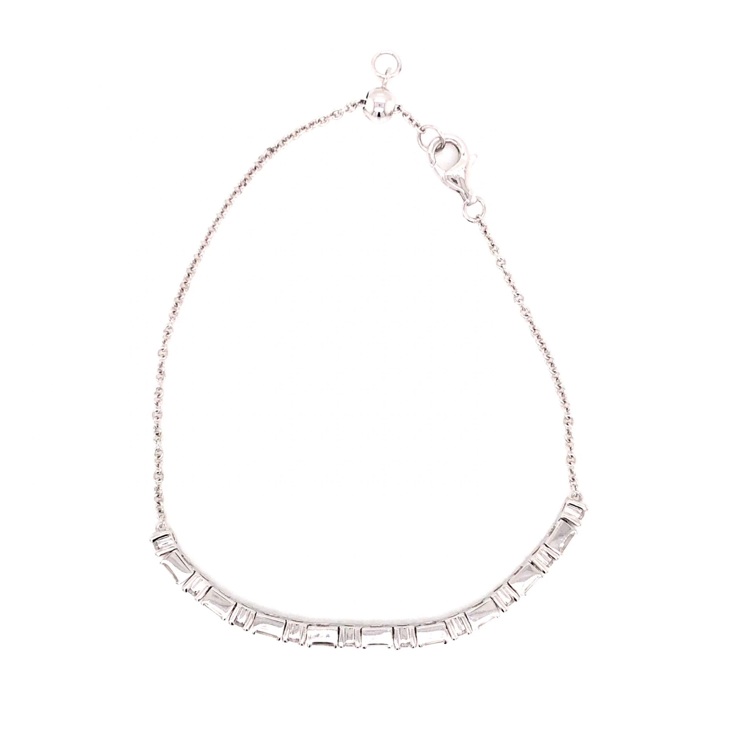 1.59 Round & Baguette Cut Diamond Bracelet in 18k White Gold - Image 3