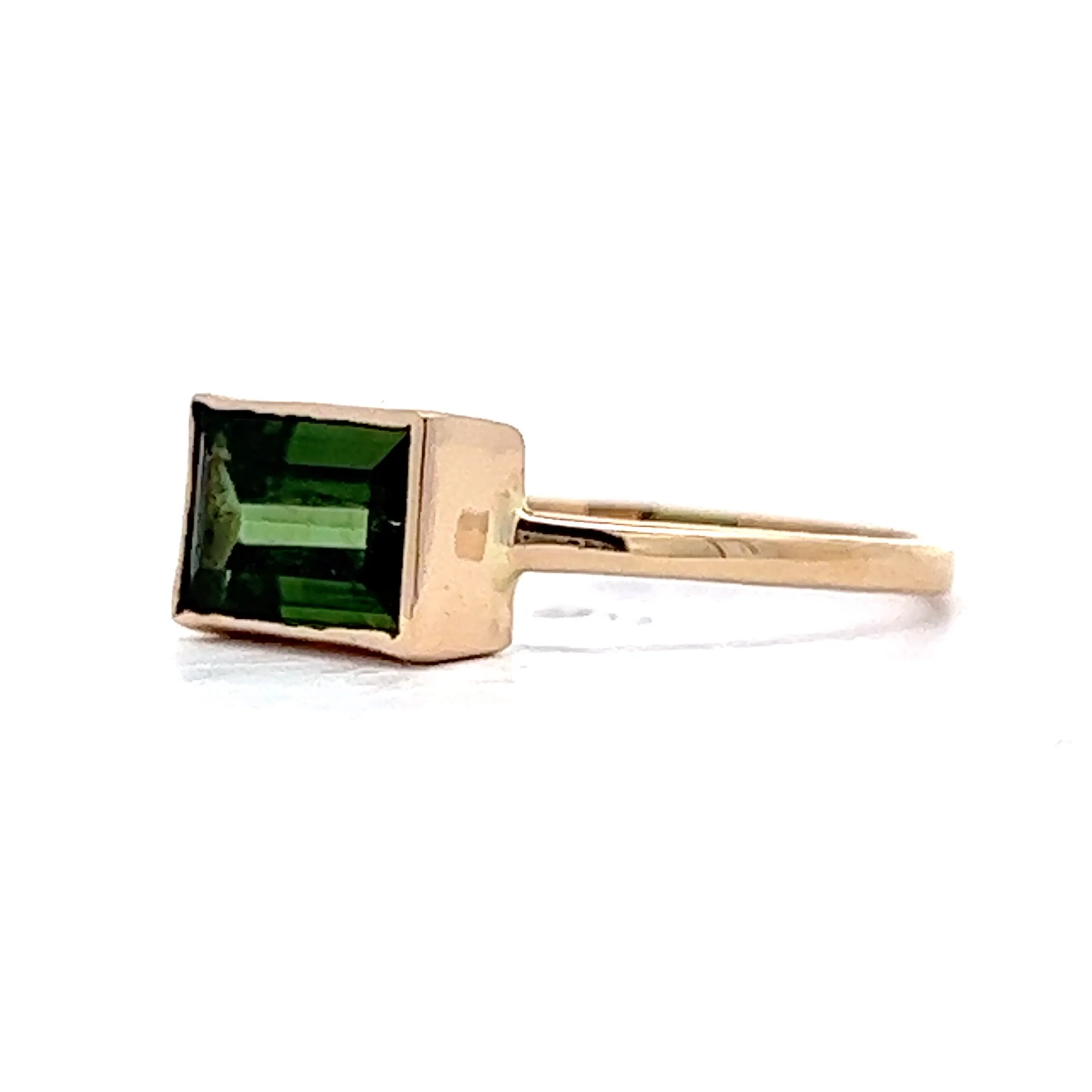 1.59 Green Tourmaline Stacking Ring in 14K Yellow Gold - Image 2