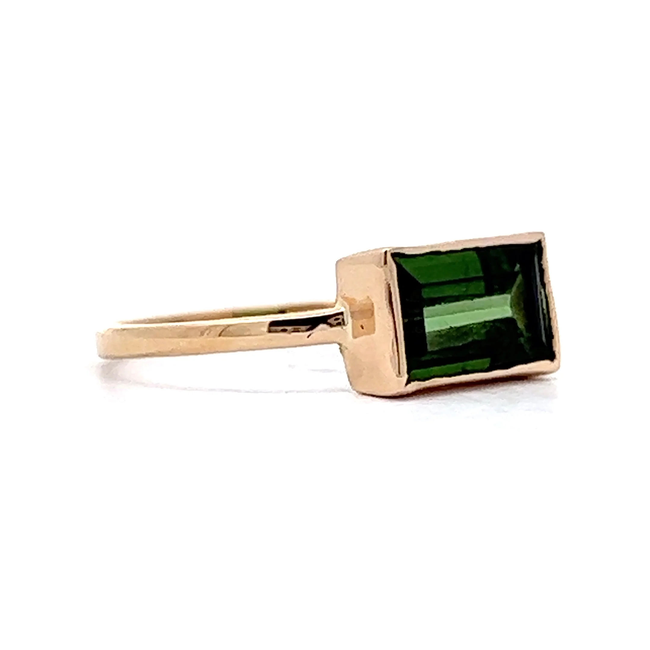 1.59 Green Tourmaline Stacking Ring in 14K Yellow Gold - Image 3