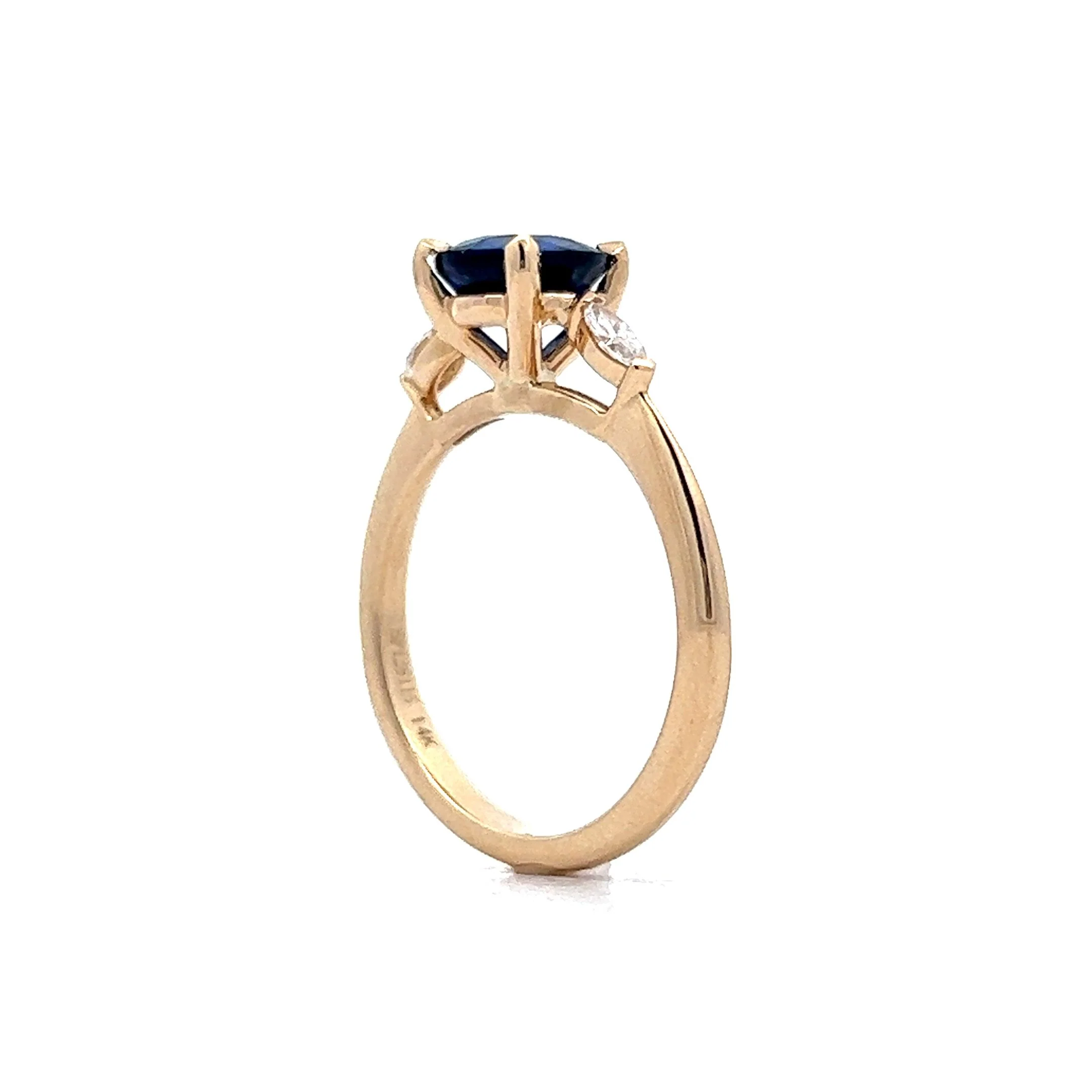1.60 Blue Sapphire Engagement Ring in 14k Yellow Gold - Image 5