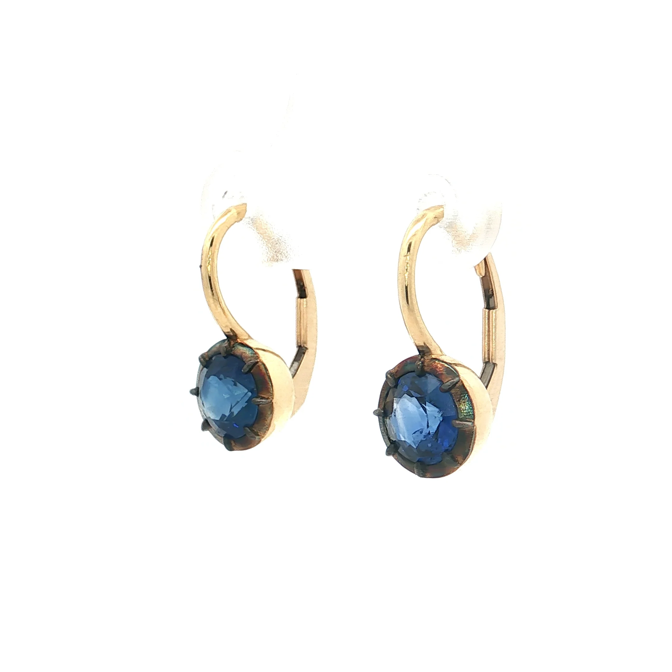 1.60 Sapphire Drop Earrings 18k Yellow Gold - Image 2