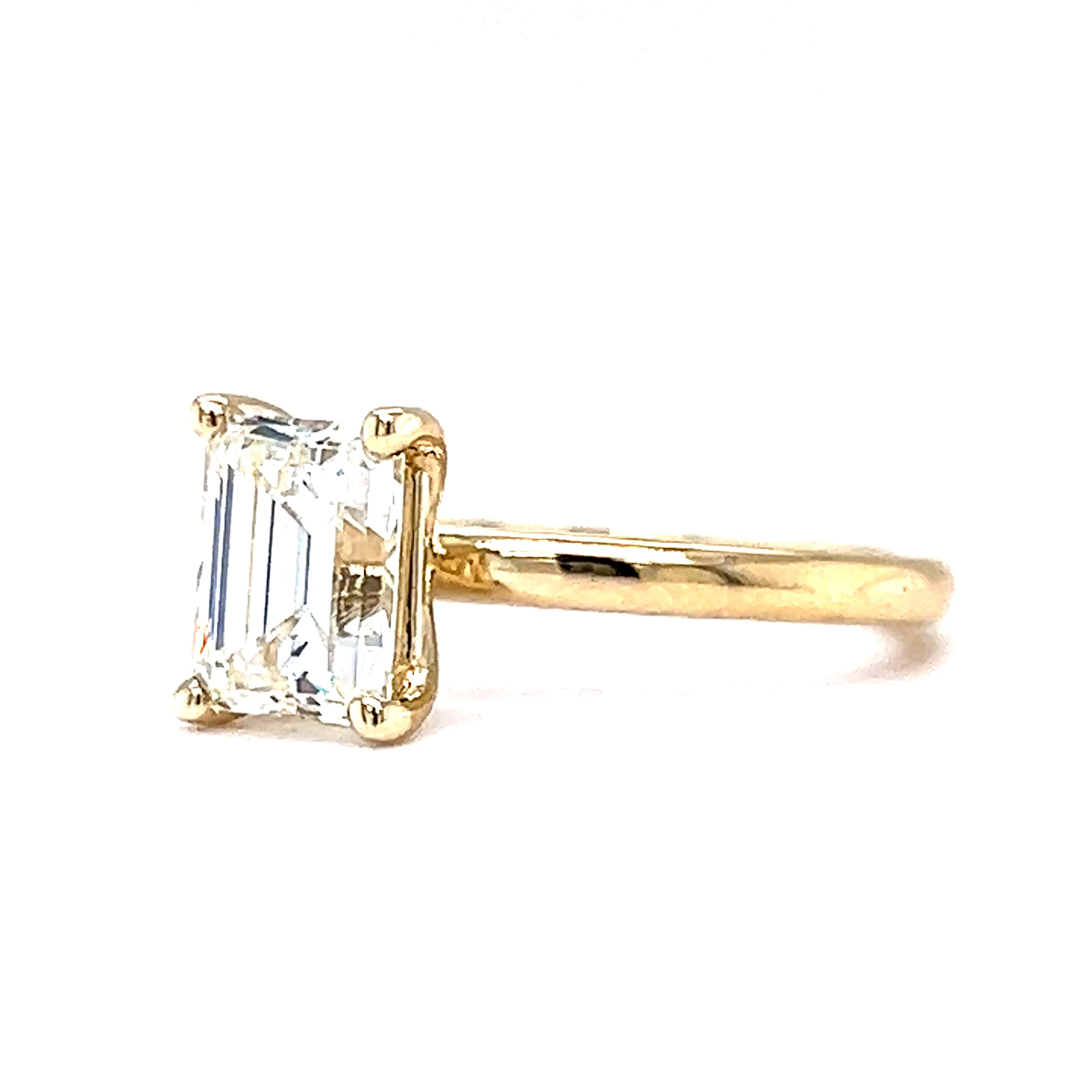 1.61 Emerald Cut Diamond Engagement Ring in 14k Yellow Gold - Image 2