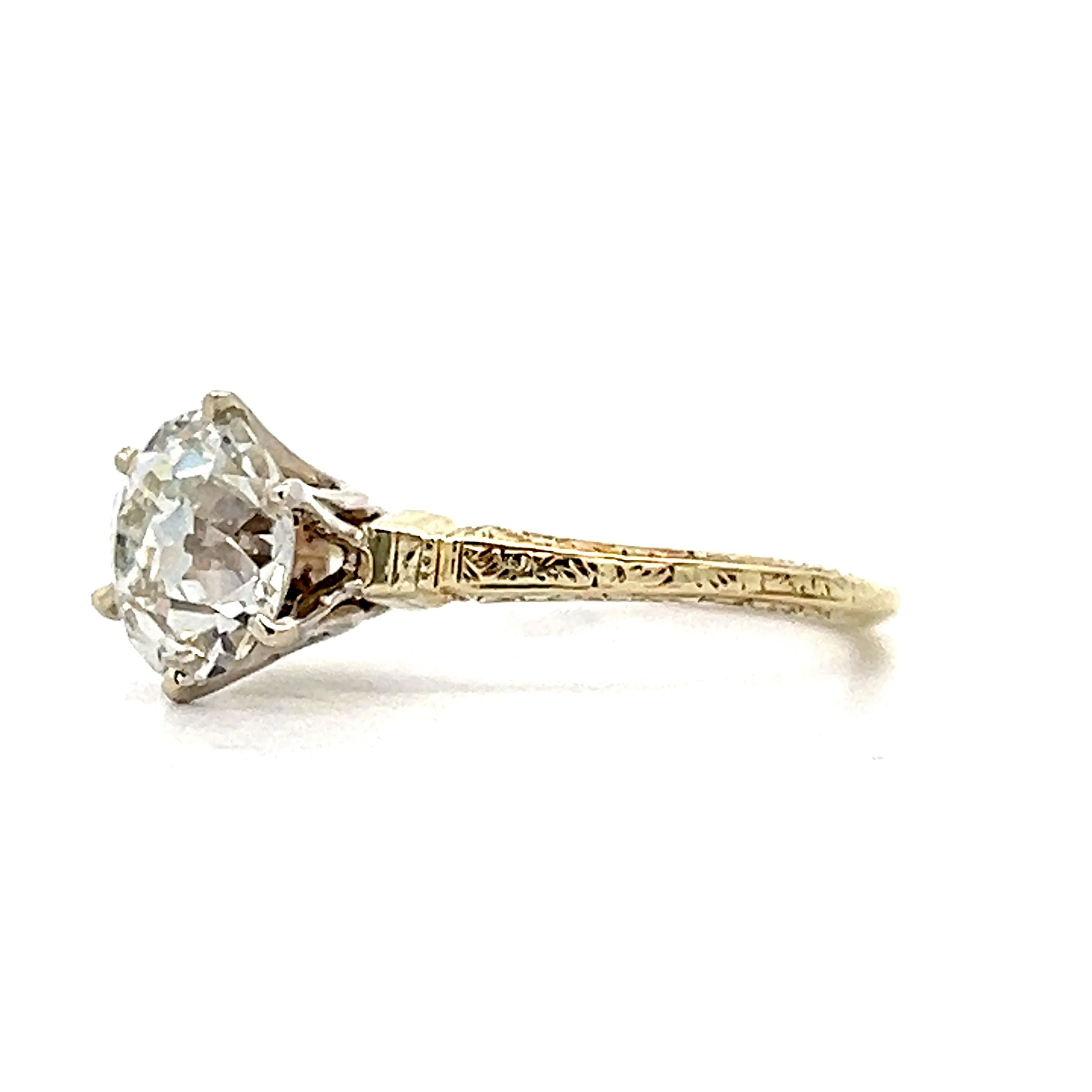 1.62 Old European Diamond Engagement Ring in Yellow Gold - Image 2
