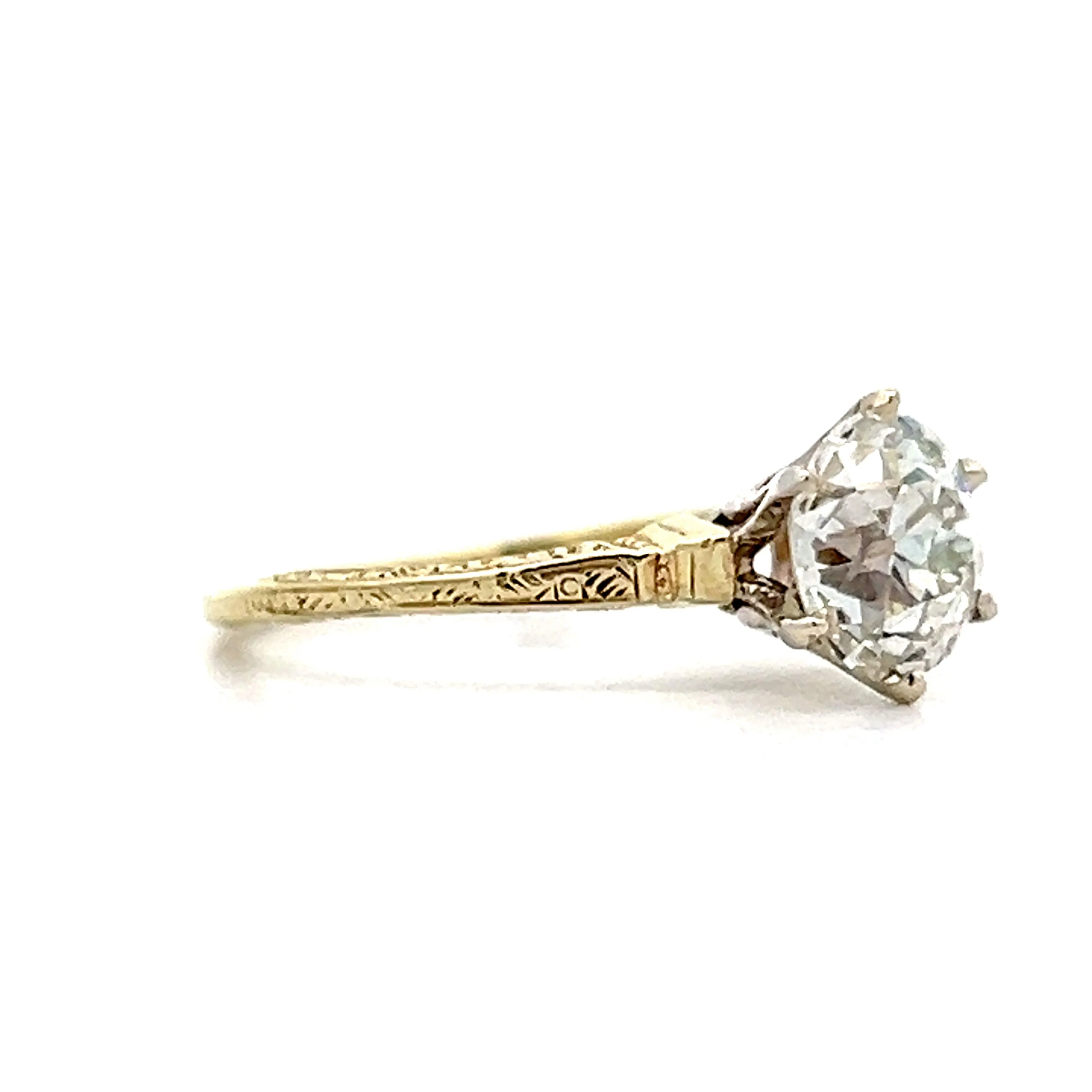 1.62 Old European Diamond Engagement Ring in Yellow Gold - Image 3