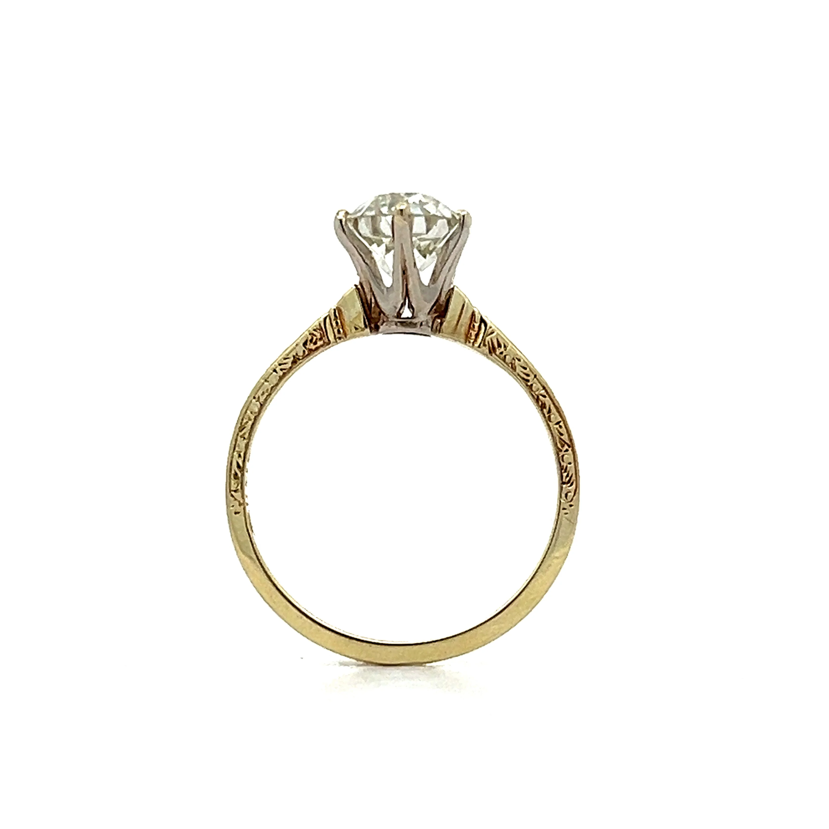 1.62 Old European Diamond Engagement Ring in Yellow Gold - Image 4