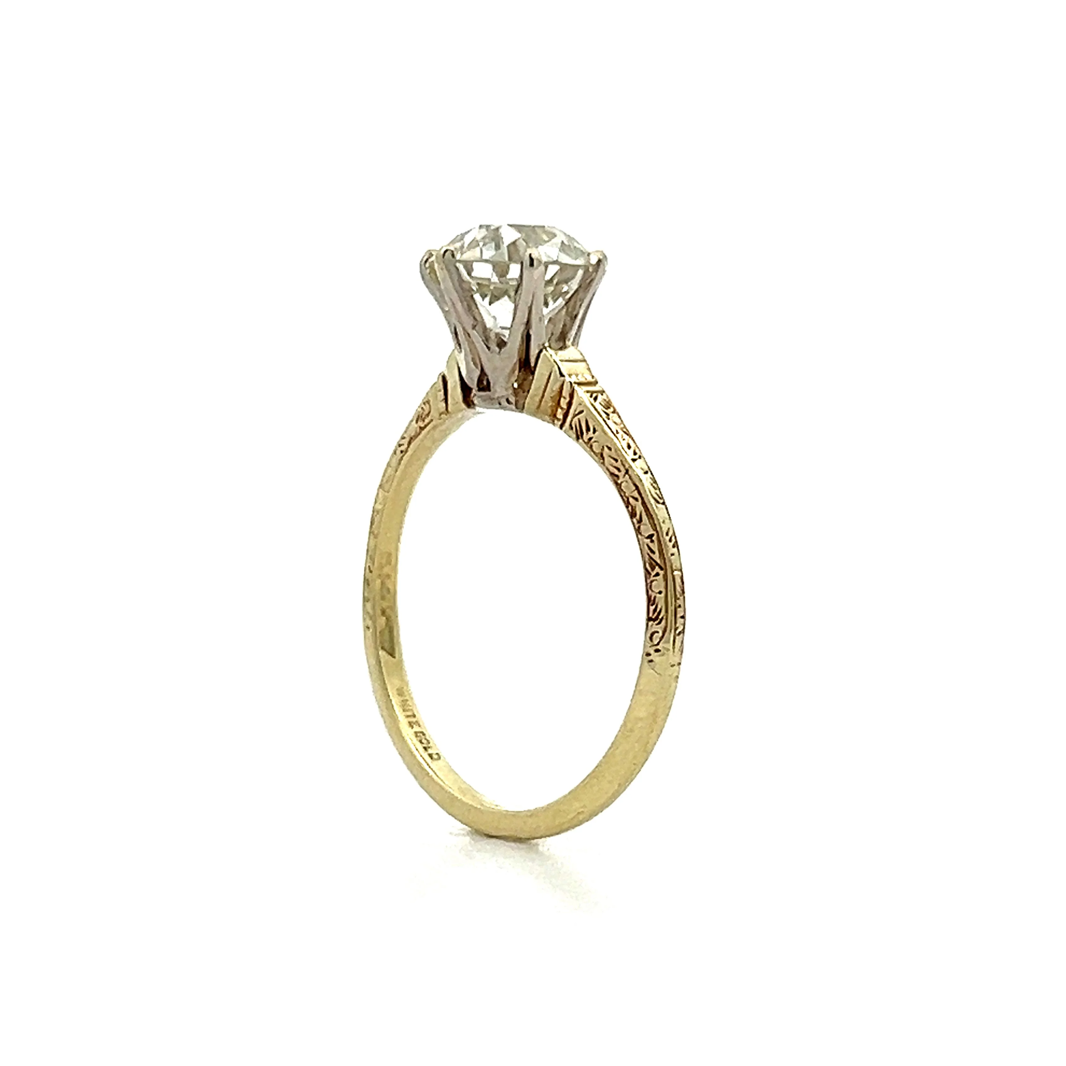 1.62 Old European Diamond Engagement Ring in Yellow Gold - Image 5