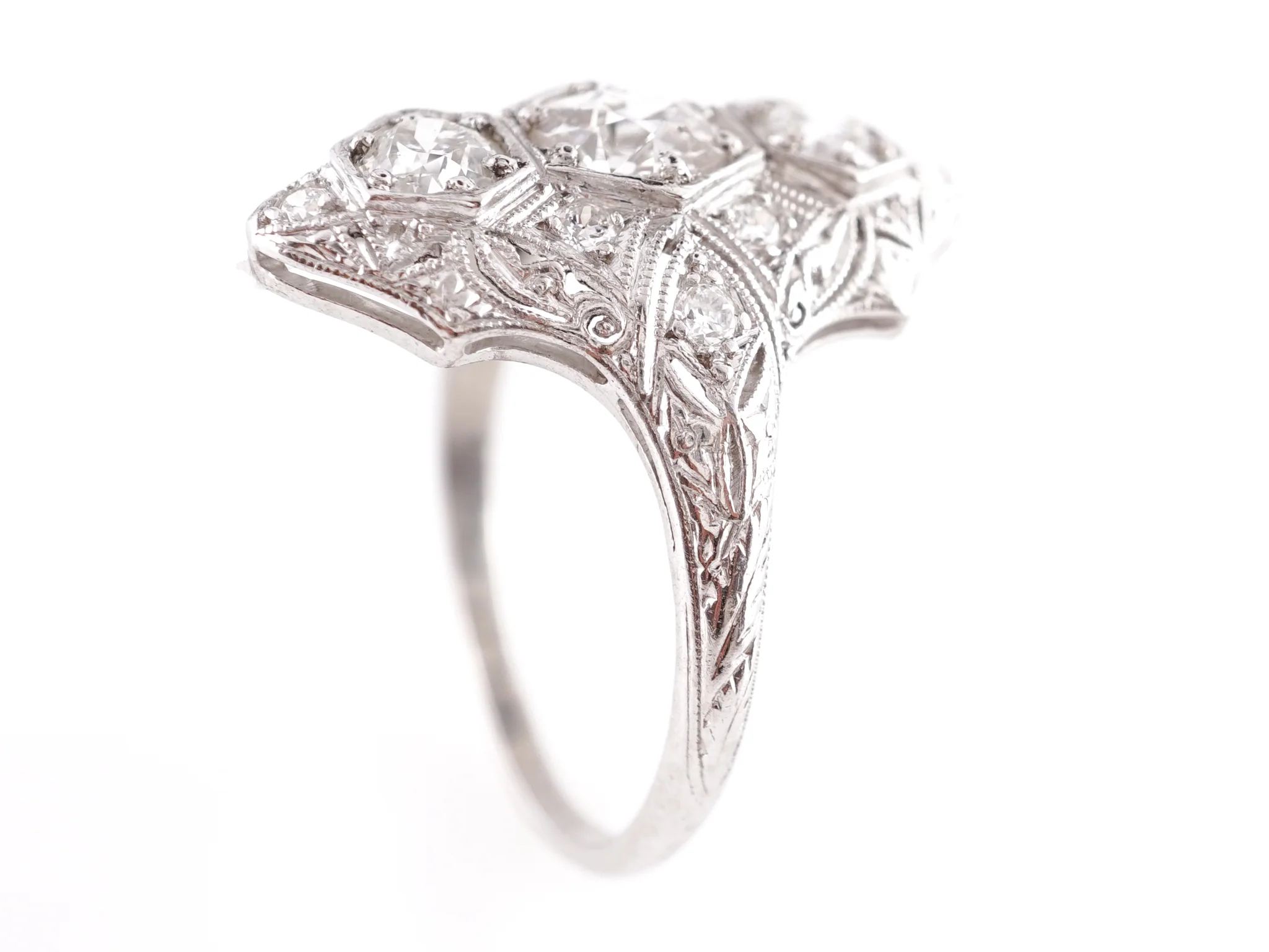 1.62 Vintage Three Stone Ring in Platinum - Image 2