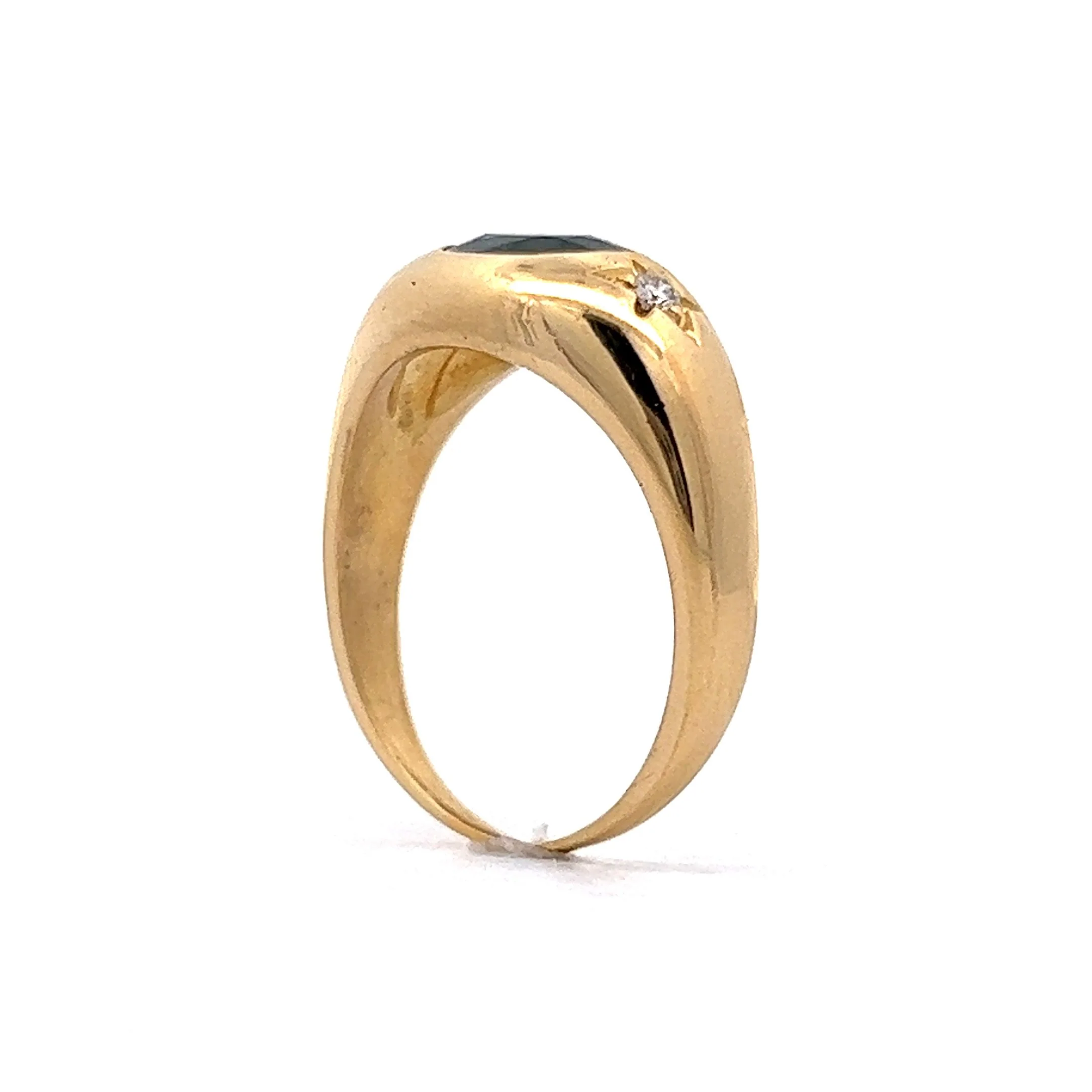 1.63 Mid-Century Oval Sapphire & Diamond Cocktail Ring in 18k Yellow Gold - Image 5