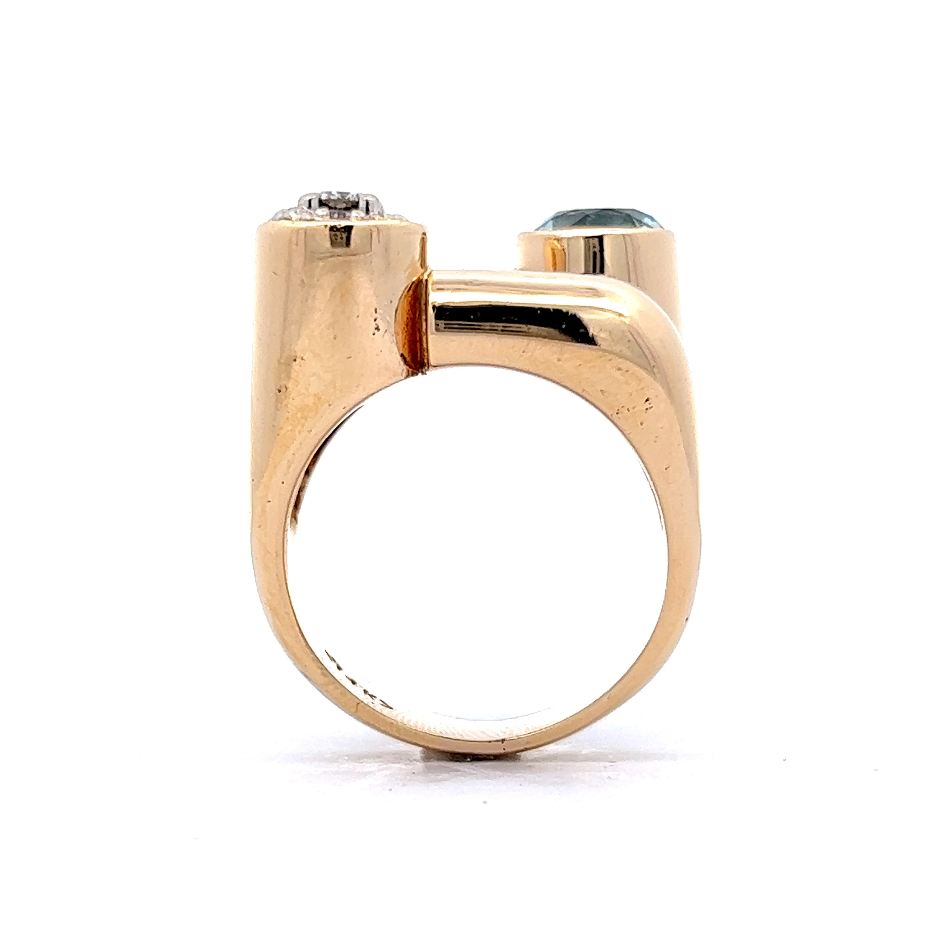 Toi Et Moi Aquamarine & Diamond Ring in 14k Yellow Gold - Image 4